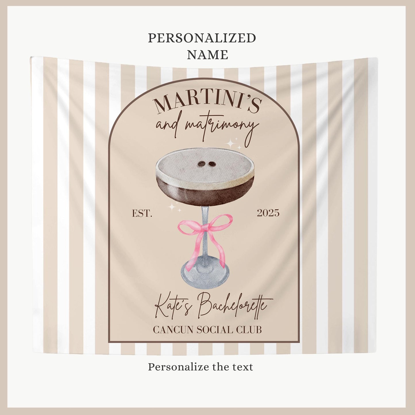 Espresso Martini Bachelorette Party Banner martini social club personalized decor sign Martini Bach Backdrop Espresso Martini with Pink Bow