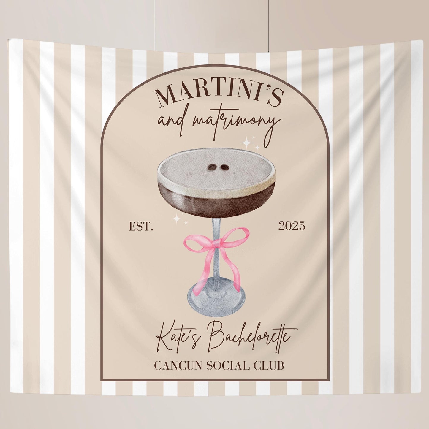 Espresso Martini Bachelorette Party Banner martini social club personalized decor sign Martini Bach Backdrop Espresso Martini with Pink Bow
