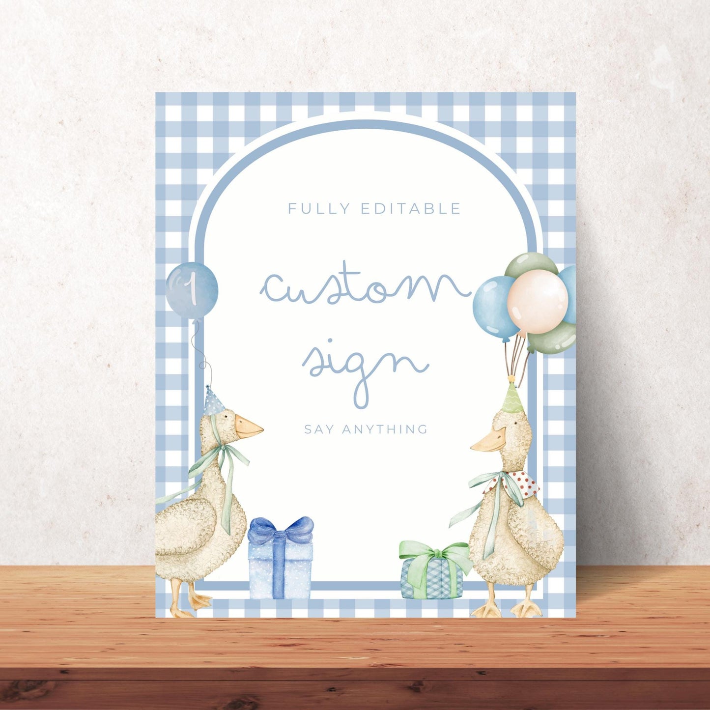 One Silly Goose Birthday Editable Custom Sign Goose Theme 1st Birthday Sign Silly Goose First Birthday Table Sign Nursery Rhyme party decor
