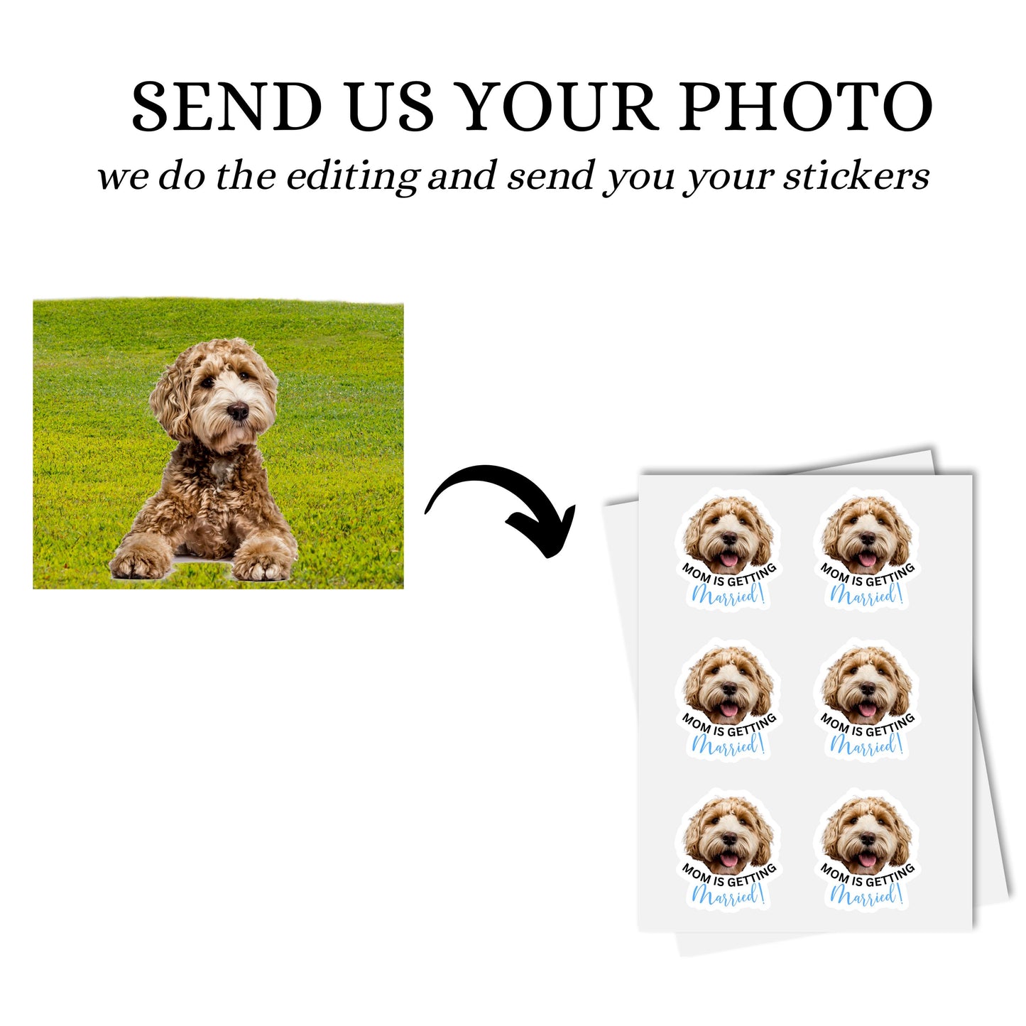 Personalized Dog Face Mom is Getting Married Stickers for cups Bachelorette Party Favors with Dog Bride Decor Custom Face stickers for Hen