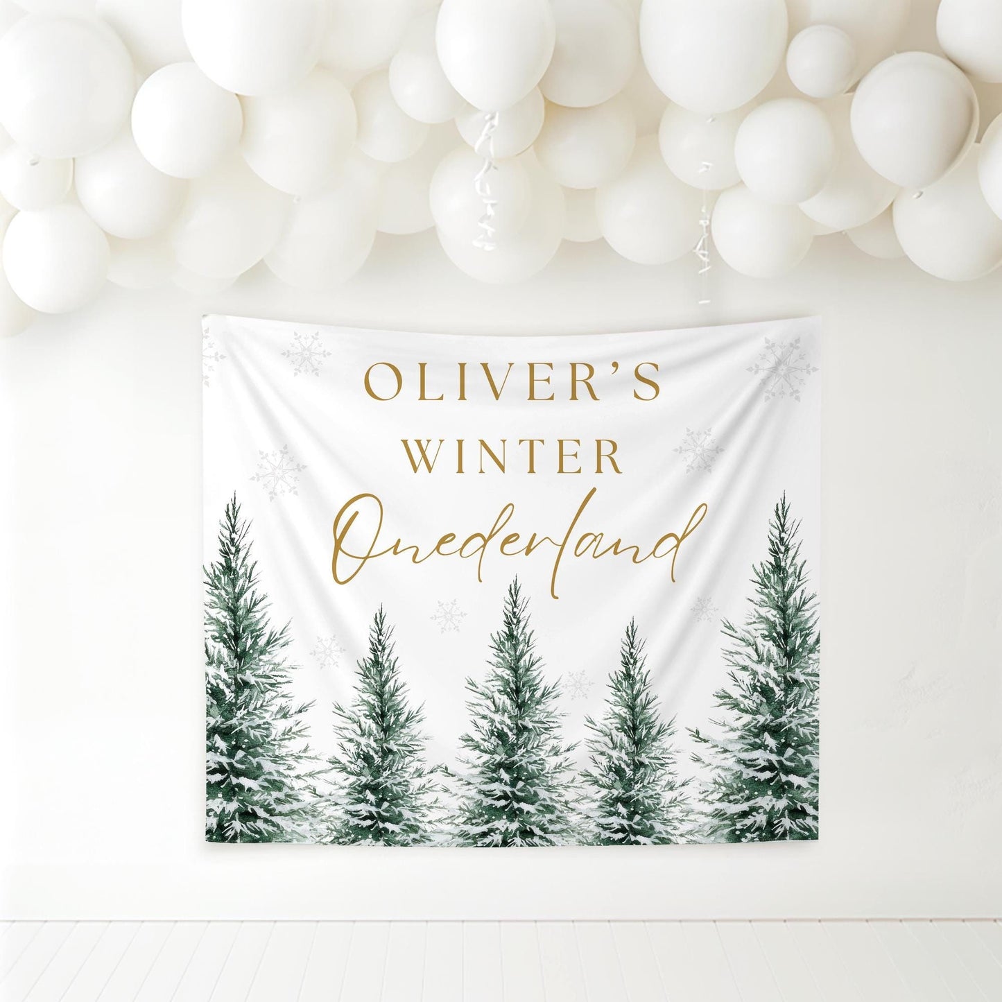 Winter Onederland Birthday Personalized Banner 1st Birthday Winter Wonderland Party Decor Backdrop Winter Custom Snowflake First Birthday