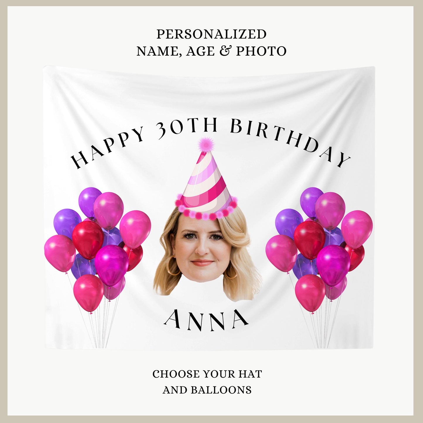 Custom Face Banner - Birthday Party Decor - Personalized Face Cutouts - Funny Birthday Decorations