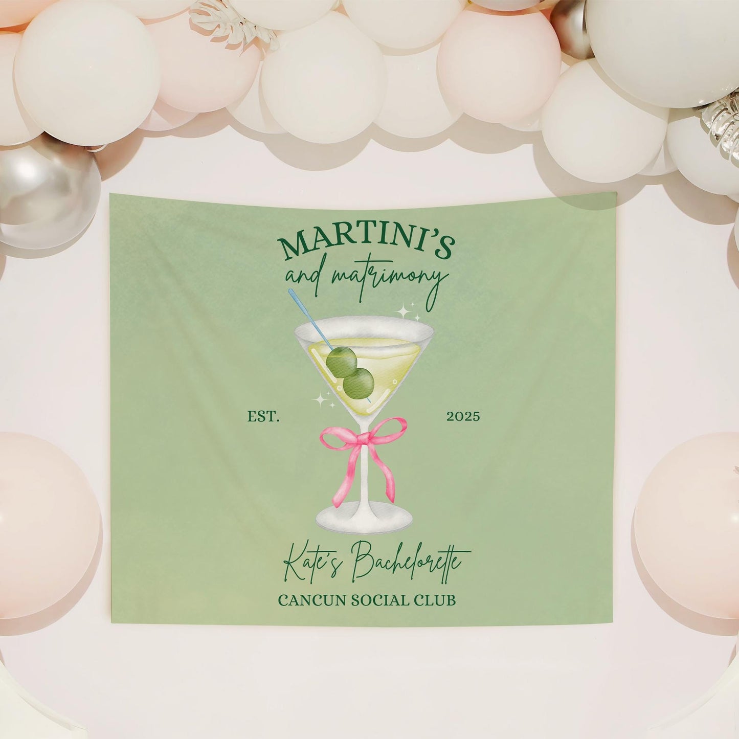 Martinis and matrimony bachelorette Party Banner Tinis and Weenies Decor Bikinis and Martinis Hen do Sign bridal shower bach decorations