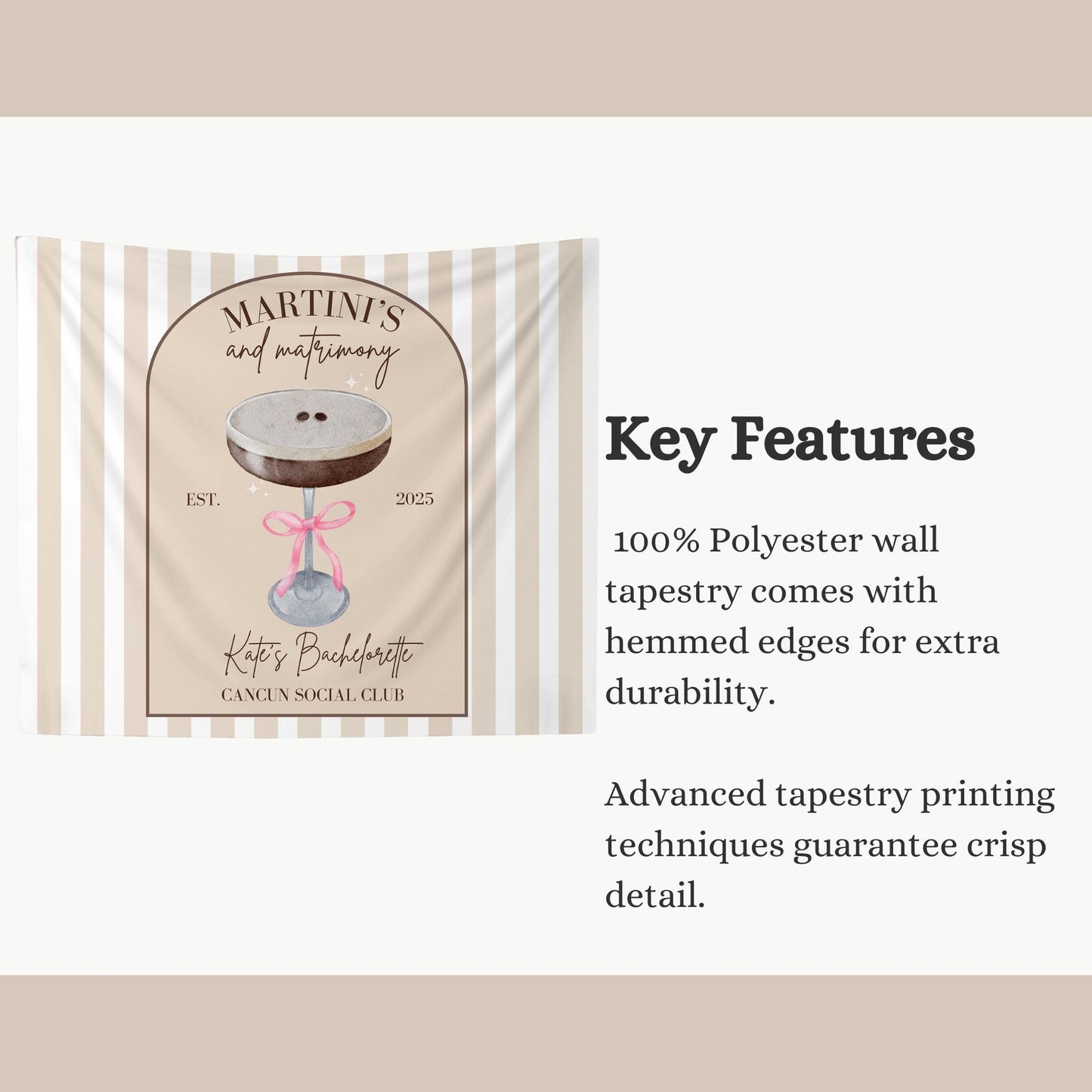 Espresso Martini Bachelorette Party Banner martini social club personalized decor sign Martini Bach Backdrop Espresso Martini with Pink Bow