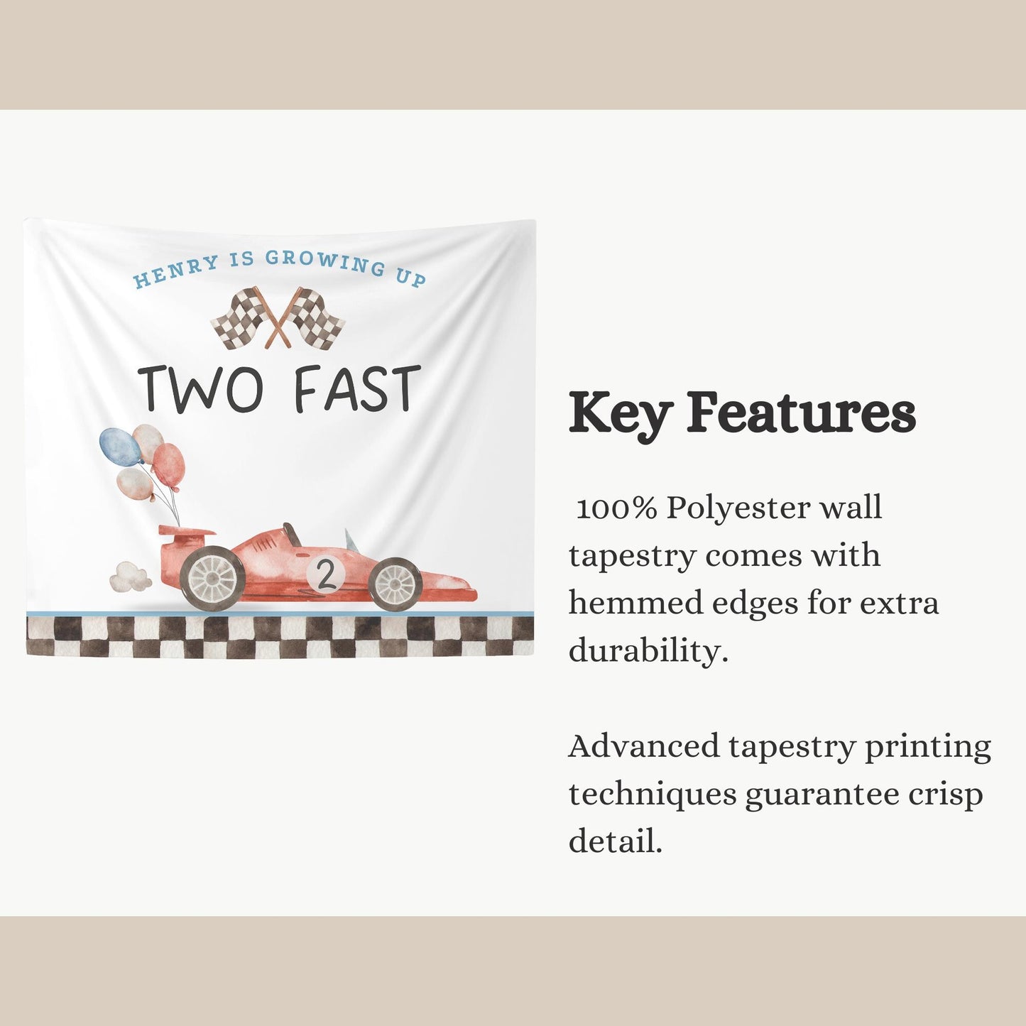Two Fast Birthday Personalized Banner 2nd Birthday Racecar Party Decor Photo Backdrop Racing Custom Banner Two Fast Two Curious Wall Decor