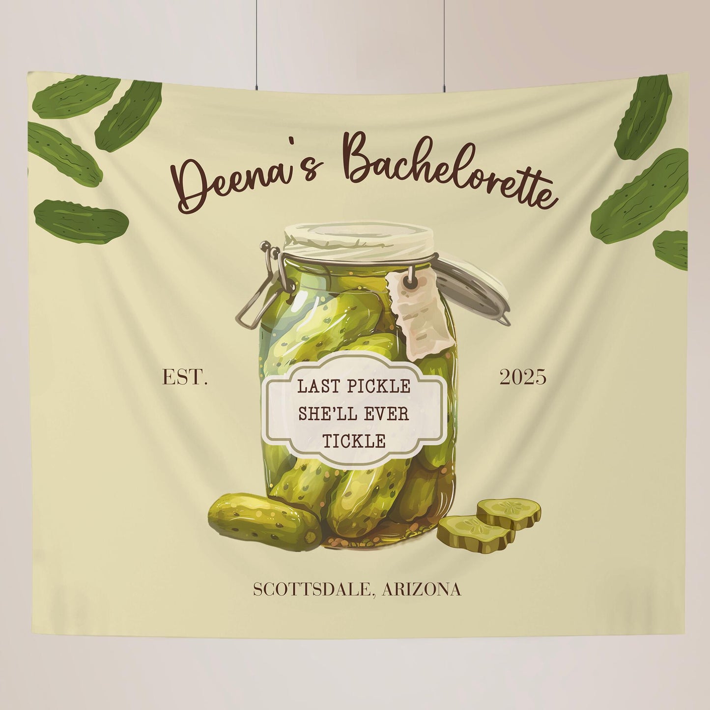Pickle theme bachelorette Party Custom Banner Last Pickle She'll ever Tickle personalized decor sign Pickle Decorations Pickle Ball Bach