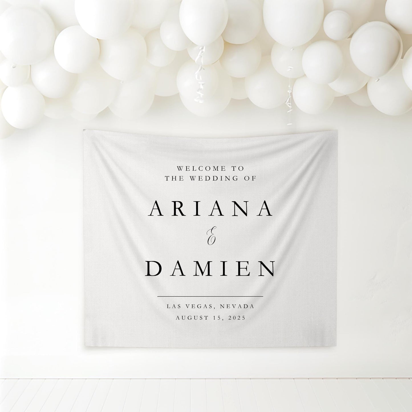 Wedding Welcome Banner – Custom Linen Canvas Flag with Minimalist Design, Personalized Wedding Sign with Couple’s Names,Rustic Elegant Décor