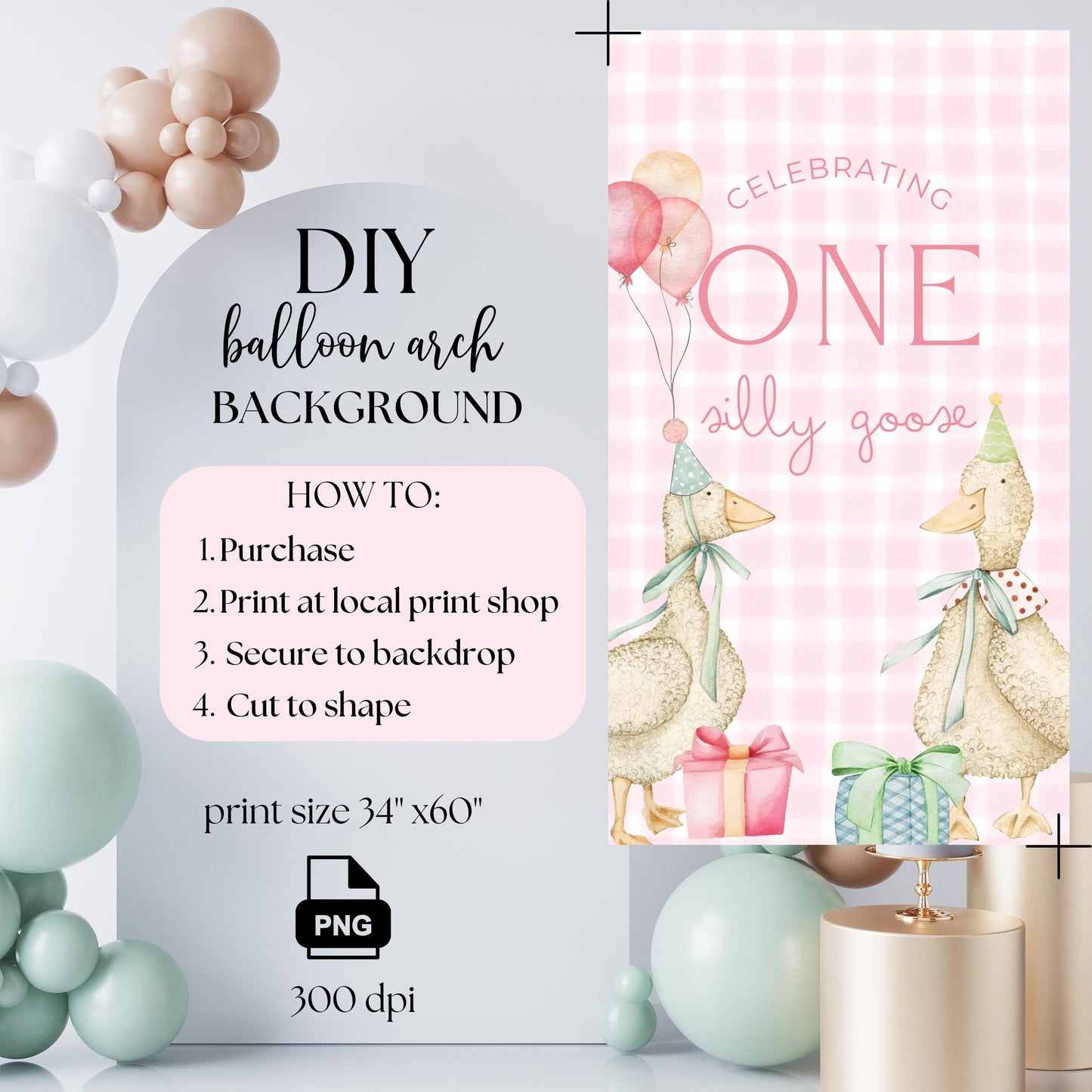 One Silly Goose Birthday Arch Background Goose First Birthday Party Decor Balloon Arch Backdrop One Silly Goose 1st Birthday Photo Backdrop