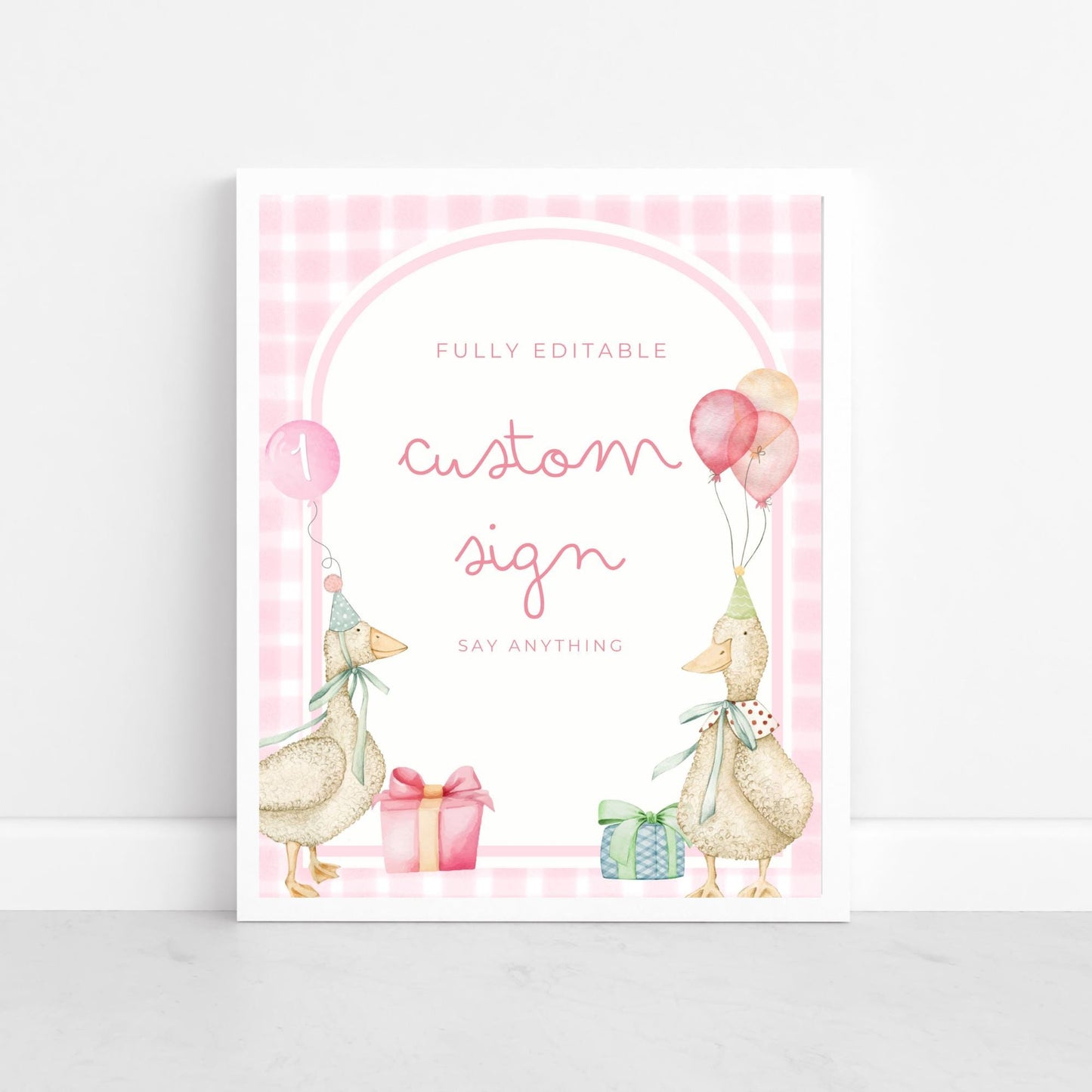 One Silly Goose Birthday Editable Custom Sign Goose Theme 1st Birthday Sign Silly Goose First Birthday Table Sign Nursery Rhyme party decor
