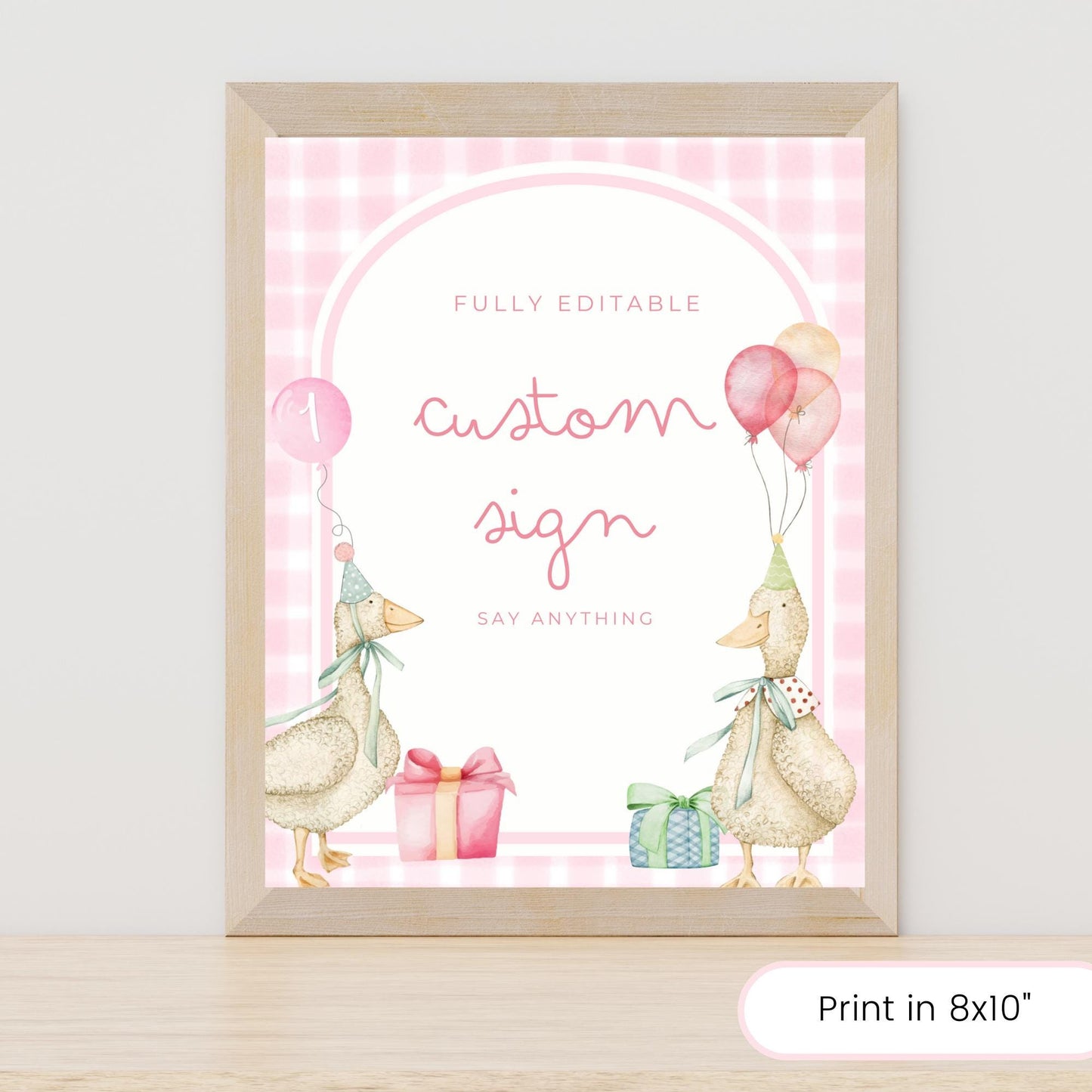 One Silly Goose Birthday Editable Custom Sign Goose Theme 1st Birthday Sign Silly Goose First Birthday Table Sign Nursery Rhyme party decor