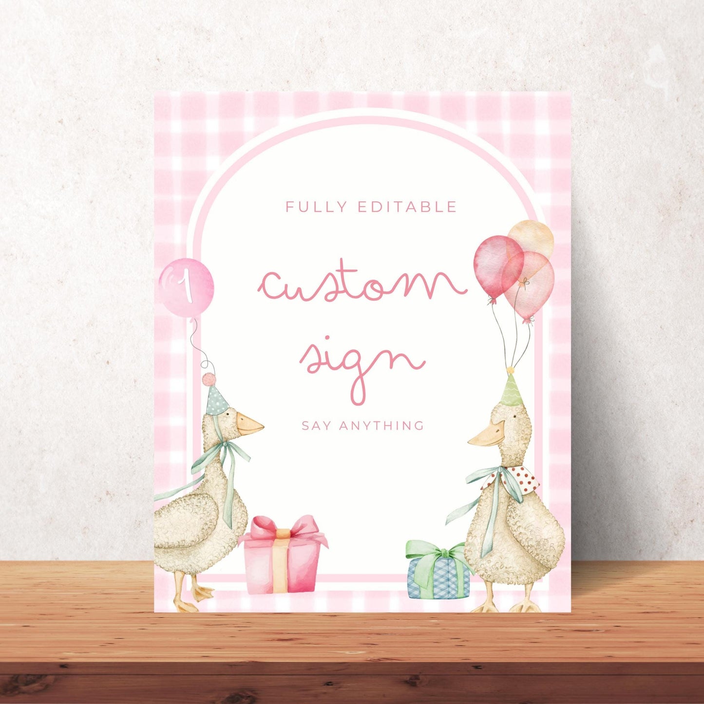 One Silly Goose Birthday Editable Custom Sign Goose Theme 1st Birthday Sign Silly Goose First Birthday Table Sign Nursery Rhyme party decor