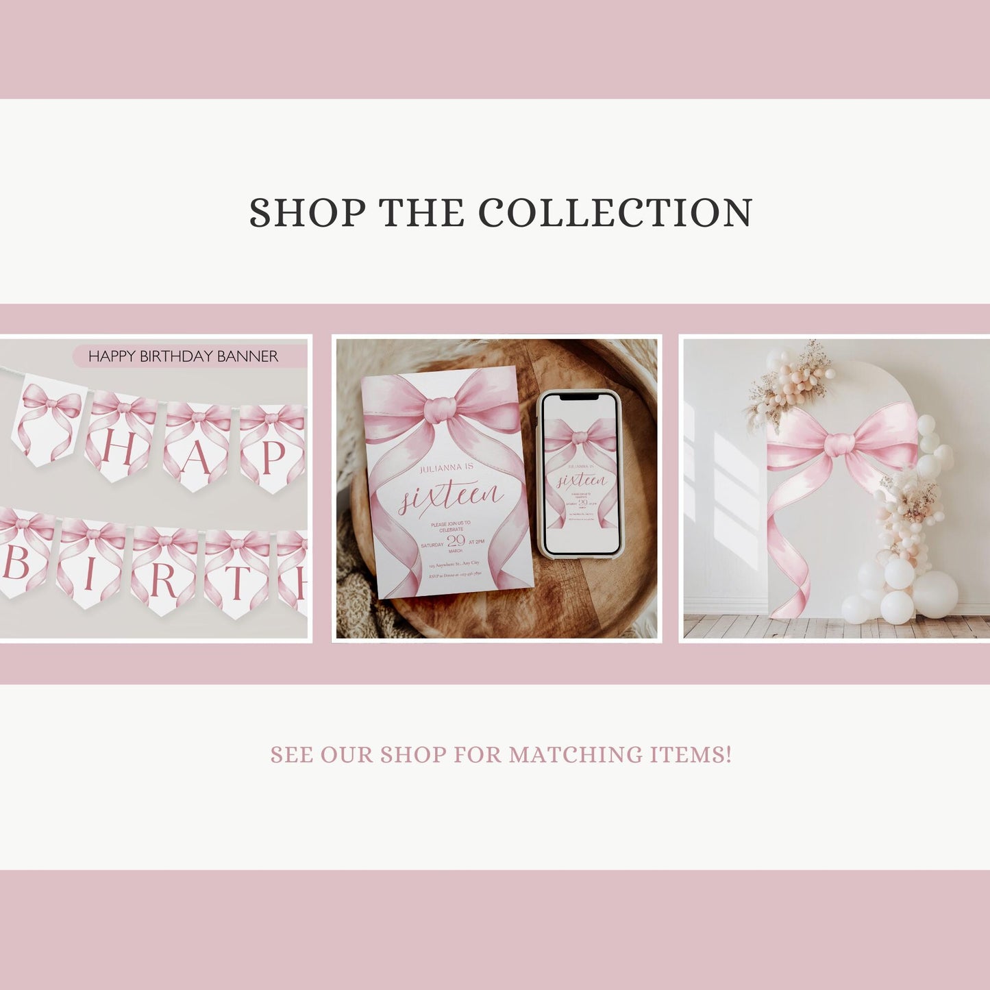 16th birthday Personalized Banner Coquette Party Decor Photo Backdrop 16th Birthday Sign sixteenth Pink Bow Birthday Sweet Sixteen