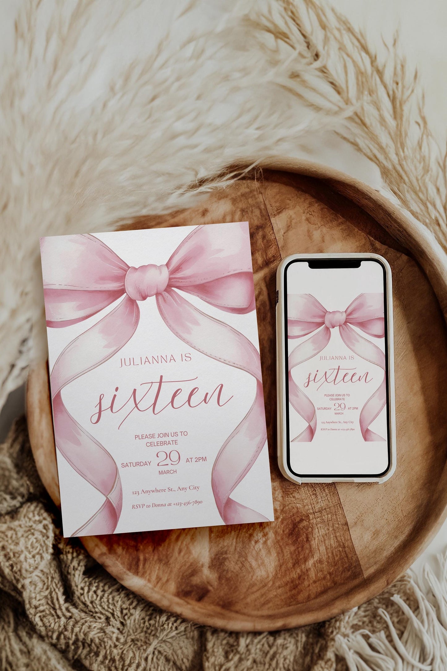 16th birthday Personalized Banner Coquette Party Decor Photo Backdrop 16th Birthday Sign sixteenth Pink Bow Birthday Sweet Sixteen