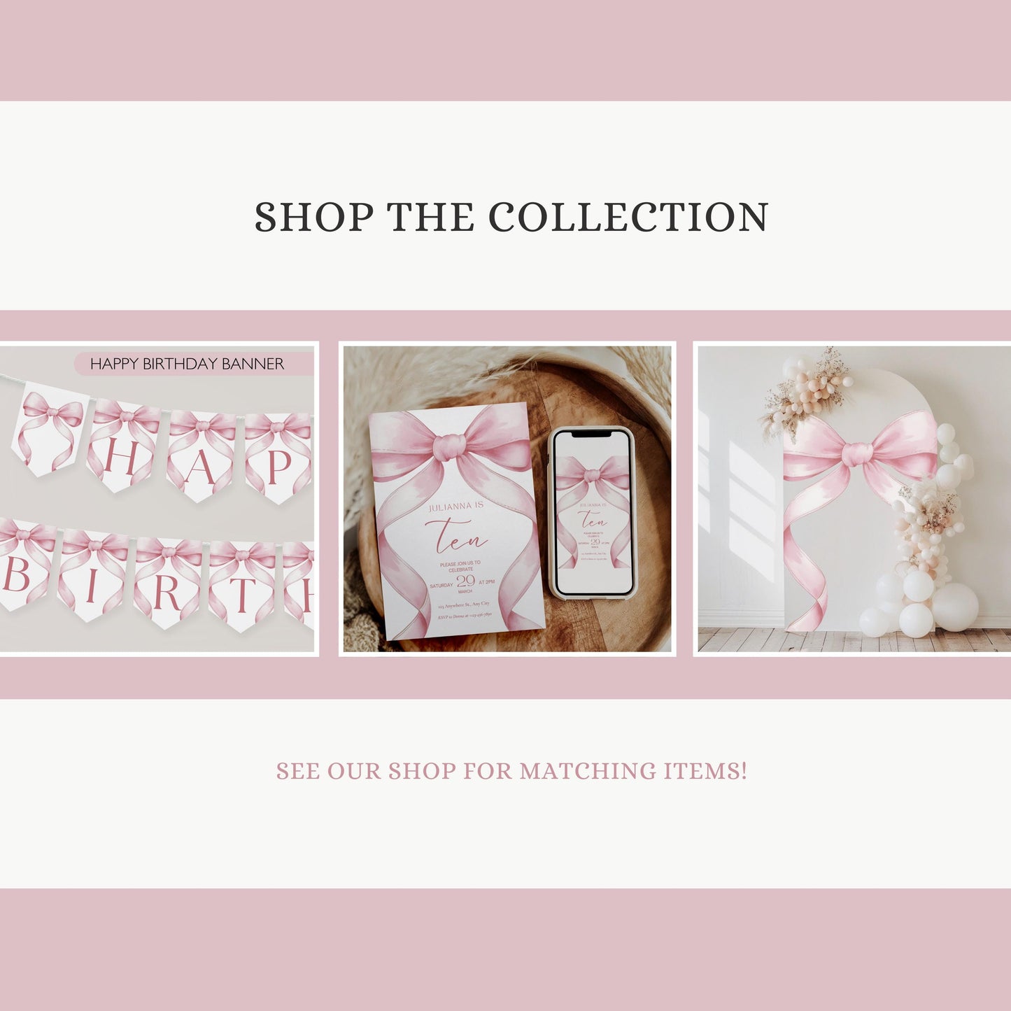 10 Year Old Girl Birthday Personalized Banner Pink Coquette 10th Birthday Girl tenth Pink Bow Birthday Tween Birthday Party photo Backdrop