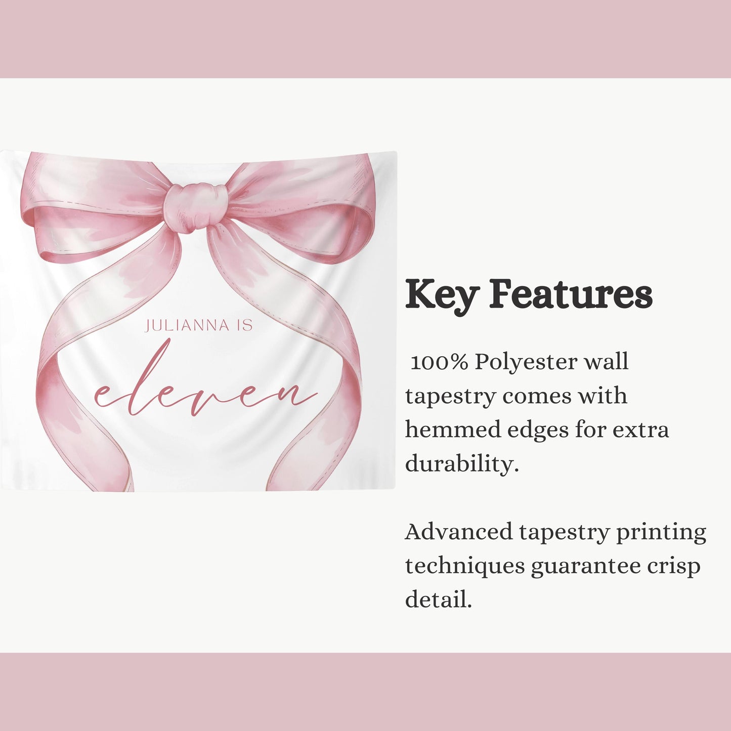 11 Year Old Girl Birthday custom Banner Pink Coquette 11th Birthday Girl eleventh Pink Bow Birthday Tween Birthday Party photo Backdrop