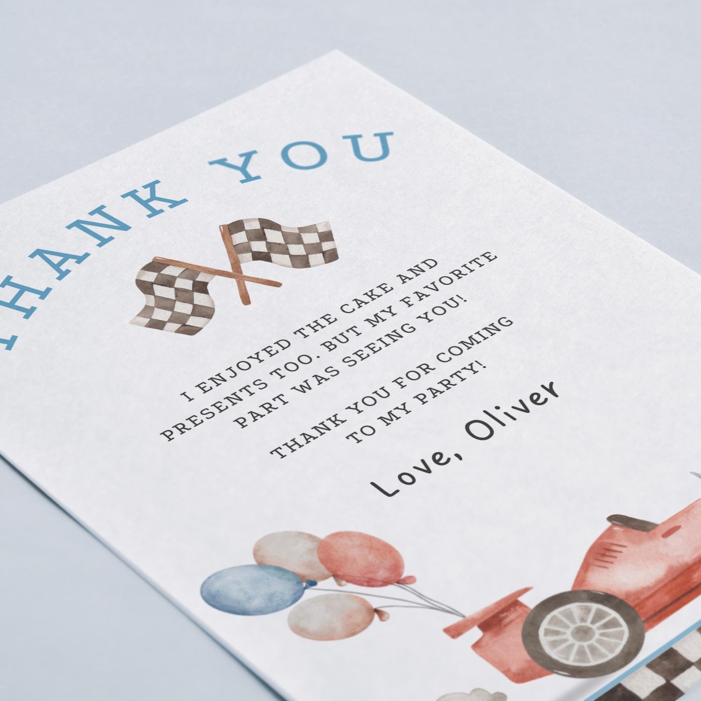 Racecar Birthday Thank you Card Two Fast themed Racecar Birthday Favor Tags Editable Template Fast One Party First Lap Down decor Racing