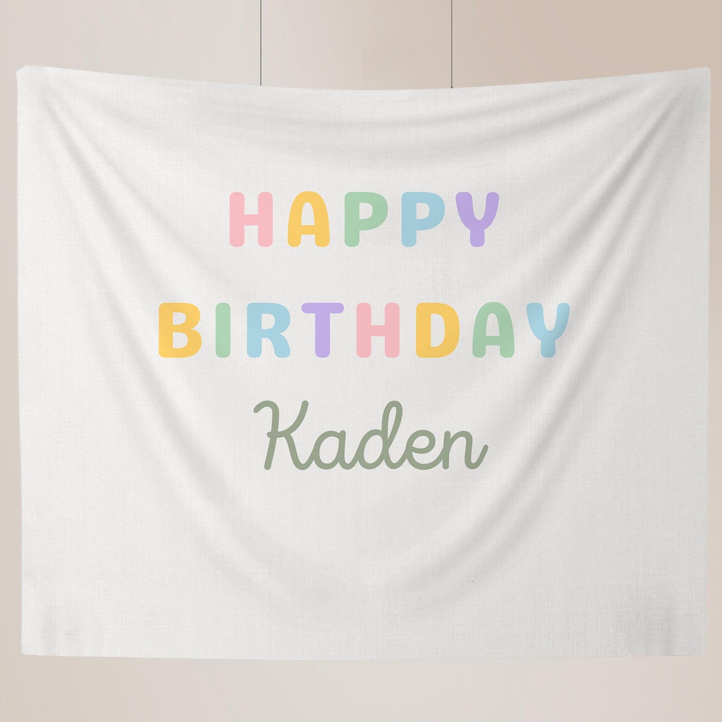Personalized Birthday Name Flag Custom Birthday Banner Fabric Sign Fabric Birthday Sign Birthday Decor Hanging Linen Backdrop Welcome Sign