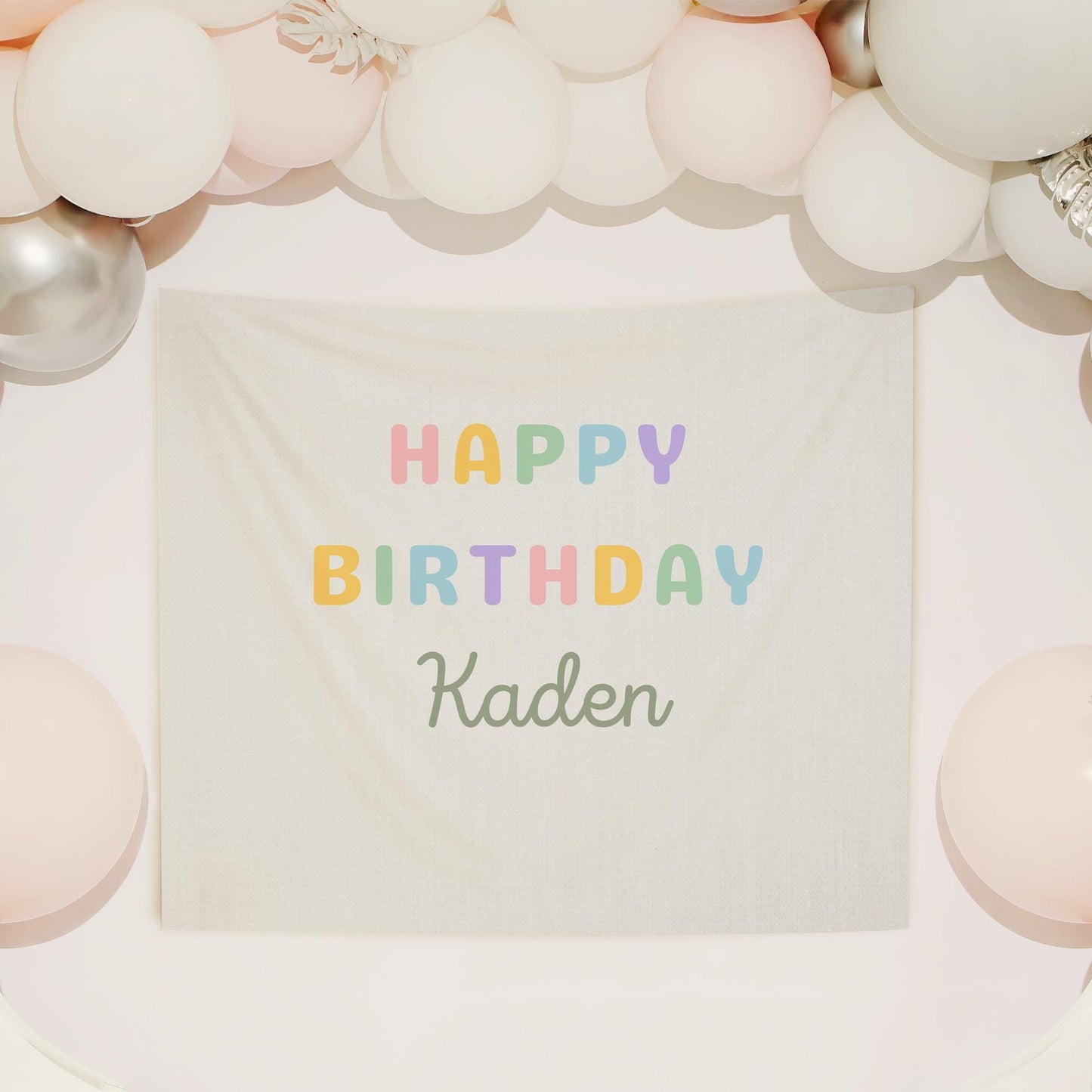 Personalized Birthday Name Flag Custom Birthday Banner Fabric Sign Fabric Birthday Sign Birthday Decor Hanging Linen Backdrop Welcome Sign
