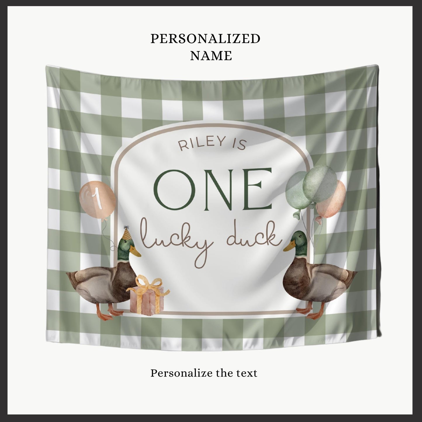 One Lucky Duck Birthday Personalized Banner 1st Birthday Lucky Duck Party Decor Photo Backdrop Duck Custom Banner First Birthday Ideas