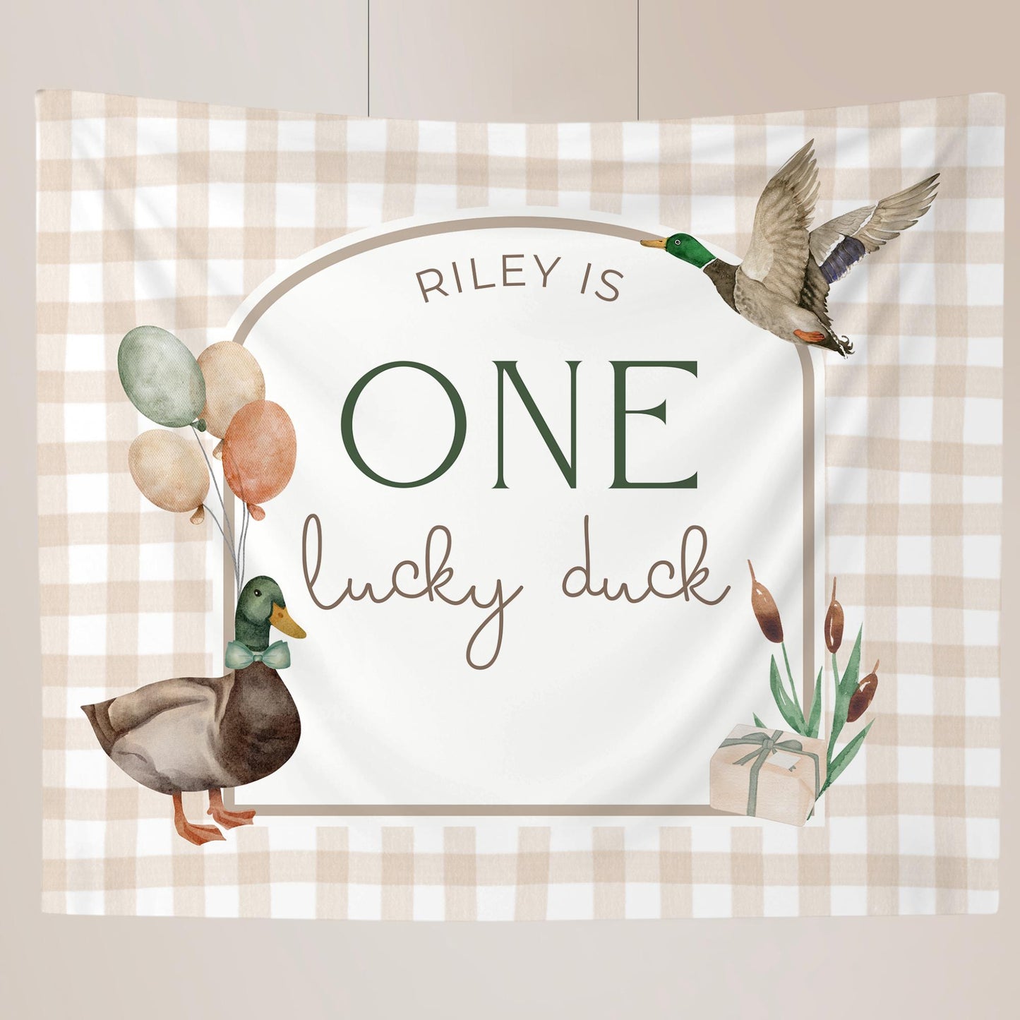 One Lucky Duck Birthday Personalized Banner 1st Birthday Lucky Duck Party Decor Photo Backdrop Duck Custom Banner First Birthday Ideas