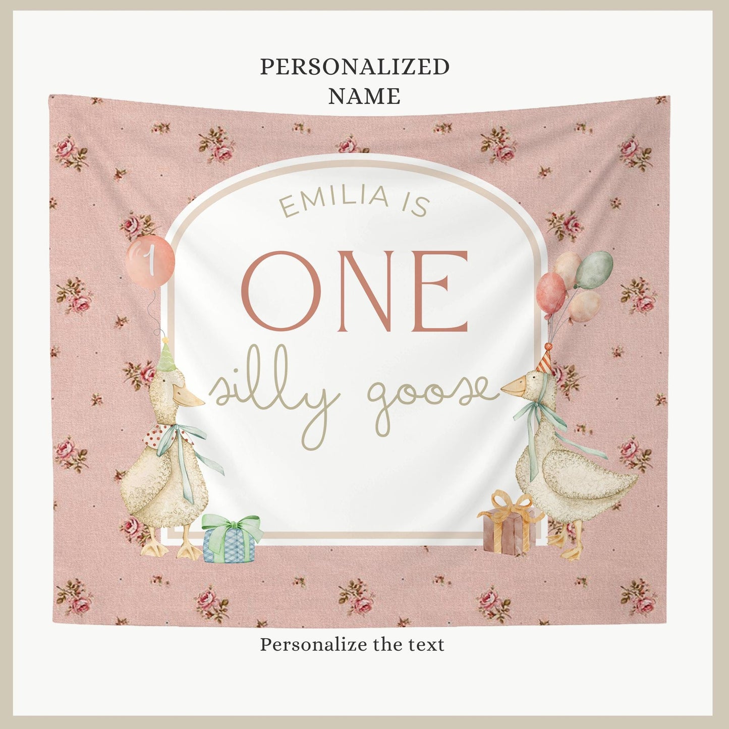 One Silly Goose Birthday Personalized Banner 1st Birthday Silly Goose Party Decor Photo Backdrop Goose Custom Banner First Birthday Ideas