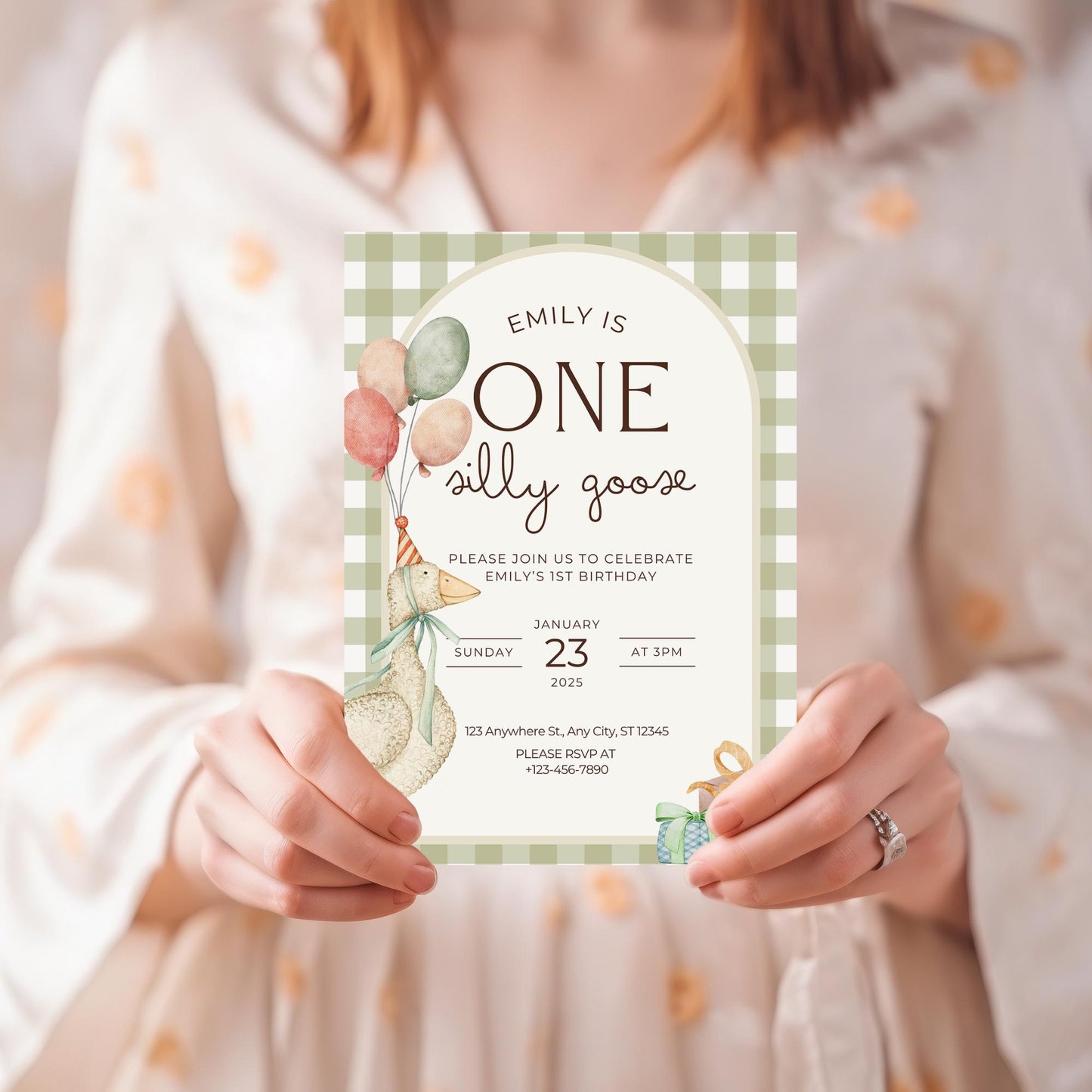One Silly Goose Birthday Invite Gender Neutral First Birthday 1st Birthday Silly Goose Decor Editable Invitation Nursery Rhyme Birthday