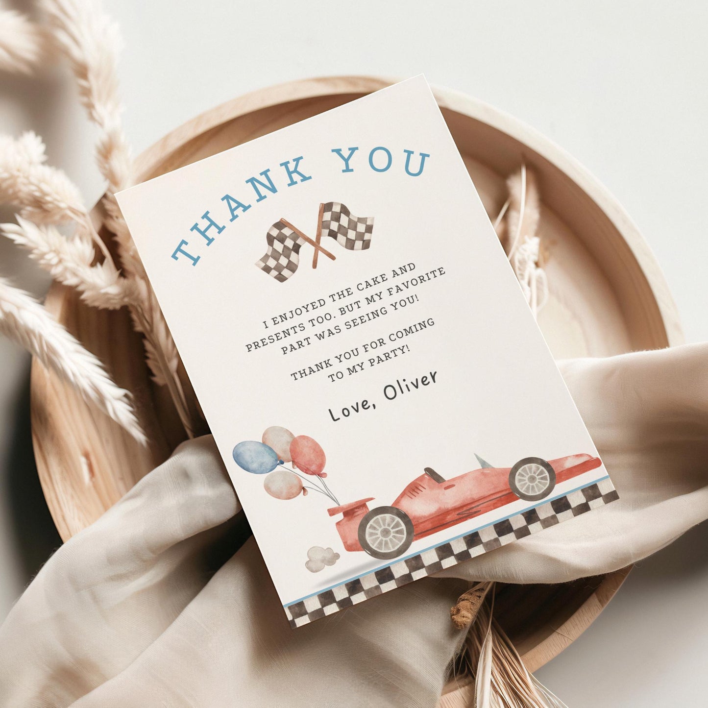 Racecar Birthday Thank you Card Two Fast themed Racecar Birthday Favor Tags Editable Template Fast One Party First Lap Down decor Racing