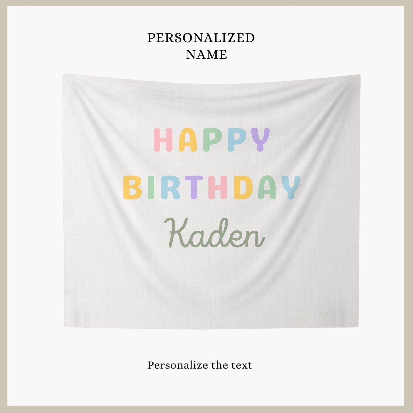 Personalized Birthday Name Flag Custom Birthday Banner Fabric Sign Fabric Birthday Sign Birthday Decor Hanging Linen Backdrop Welcome Sign