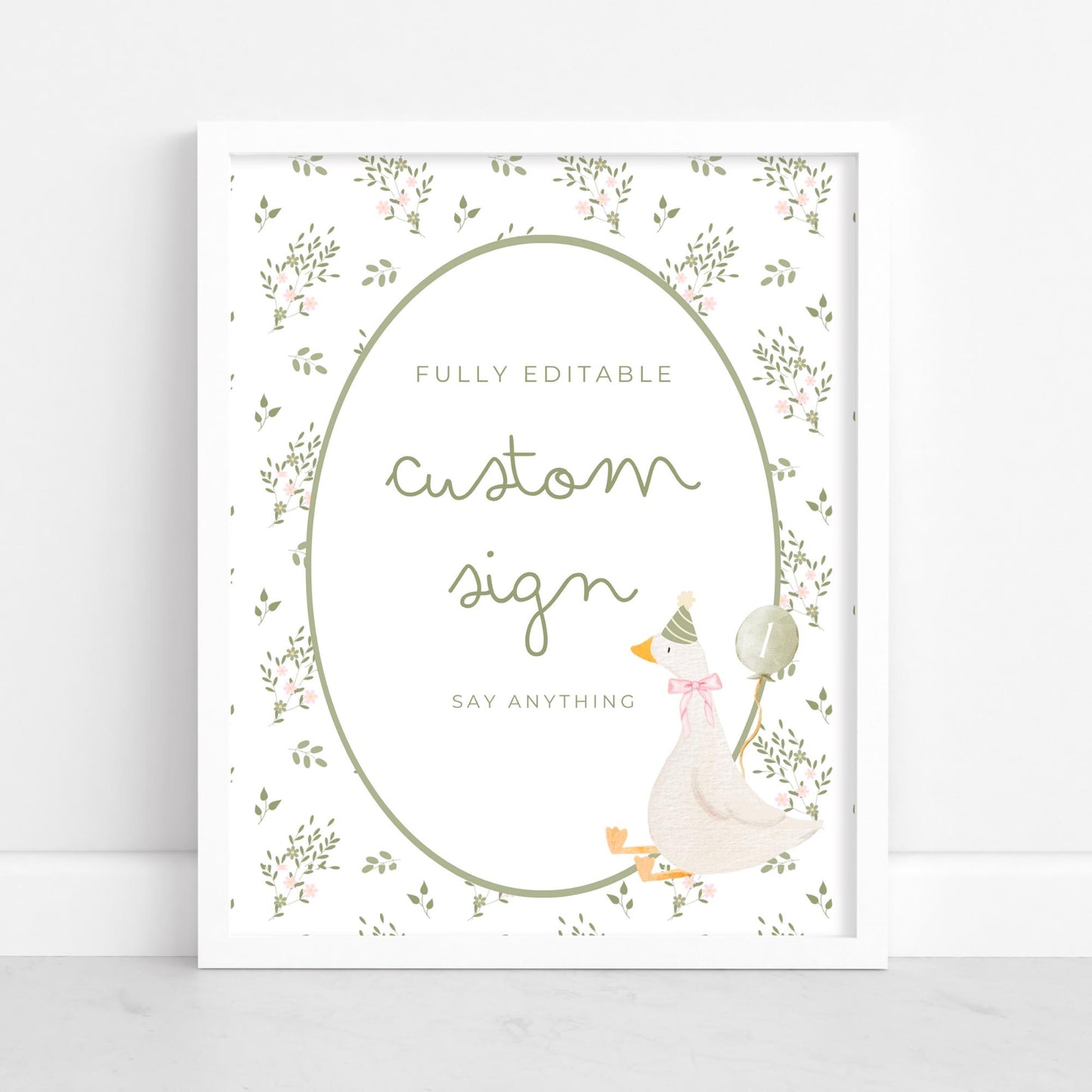 One Silly Goose Birthday Editable Custom Sign Goose Theme 1st Birthday Sign Silly Goose First Birthday Table Sign Nursery Rhyme party decor