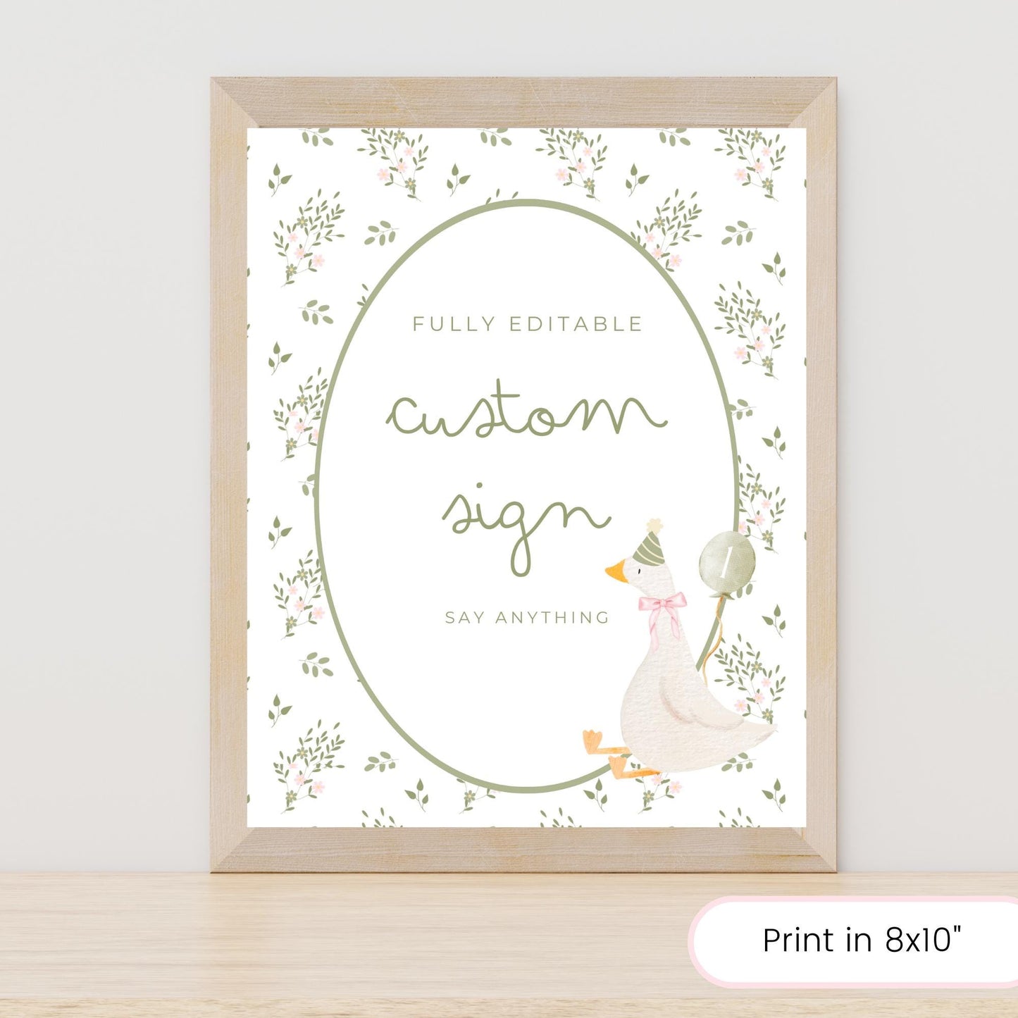 One Silly Goose Birthday Editable Custom Sign Goose Theme 1st Birthday Sign Silly Goose First Birthday Table Sign Nursery Rhyme party decor