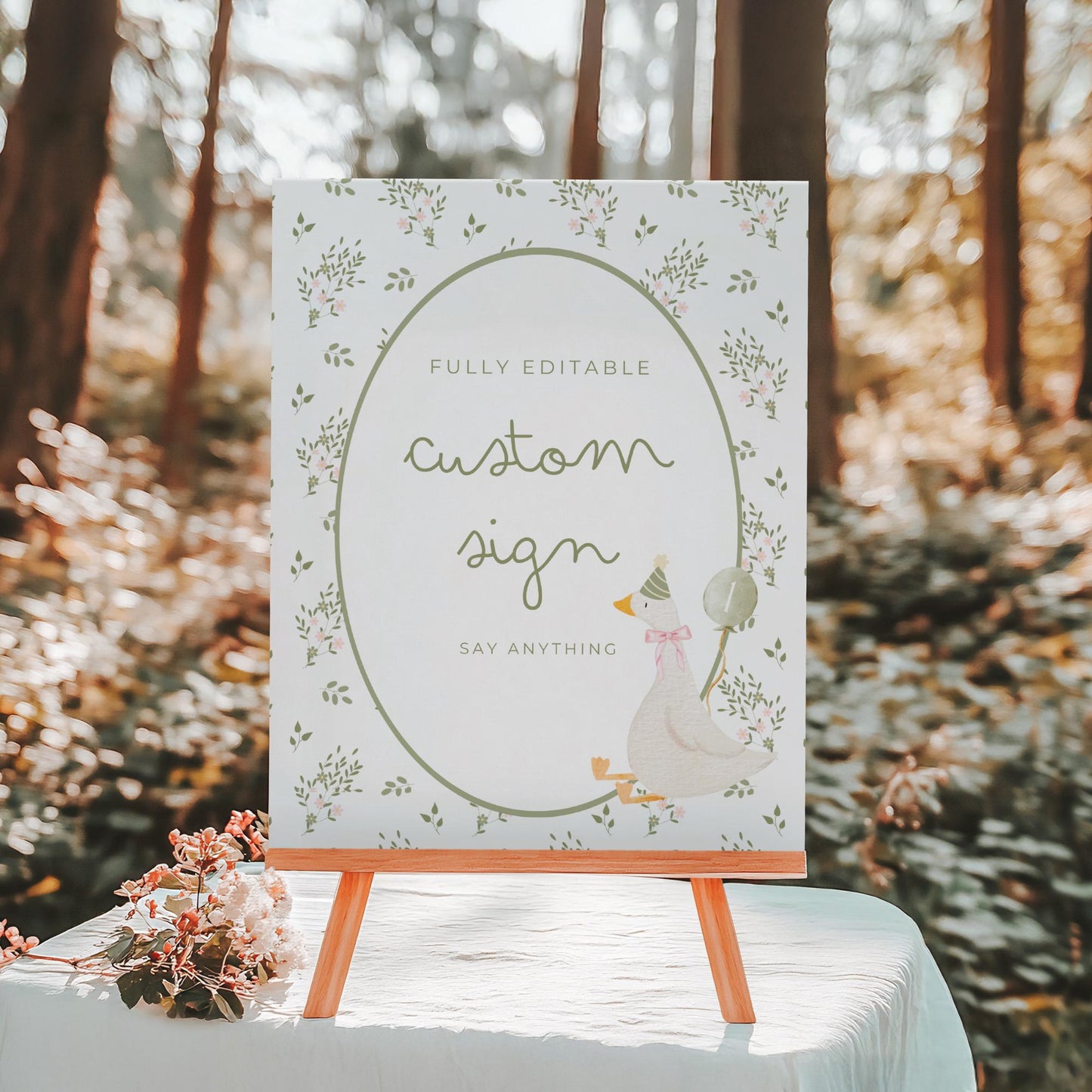 One Silly Goose Birthday Editable Custom Sign Goose Theme 1st Birthday Sign Silly Goose First Birthday Table Sign Nursery Rhyme party decor