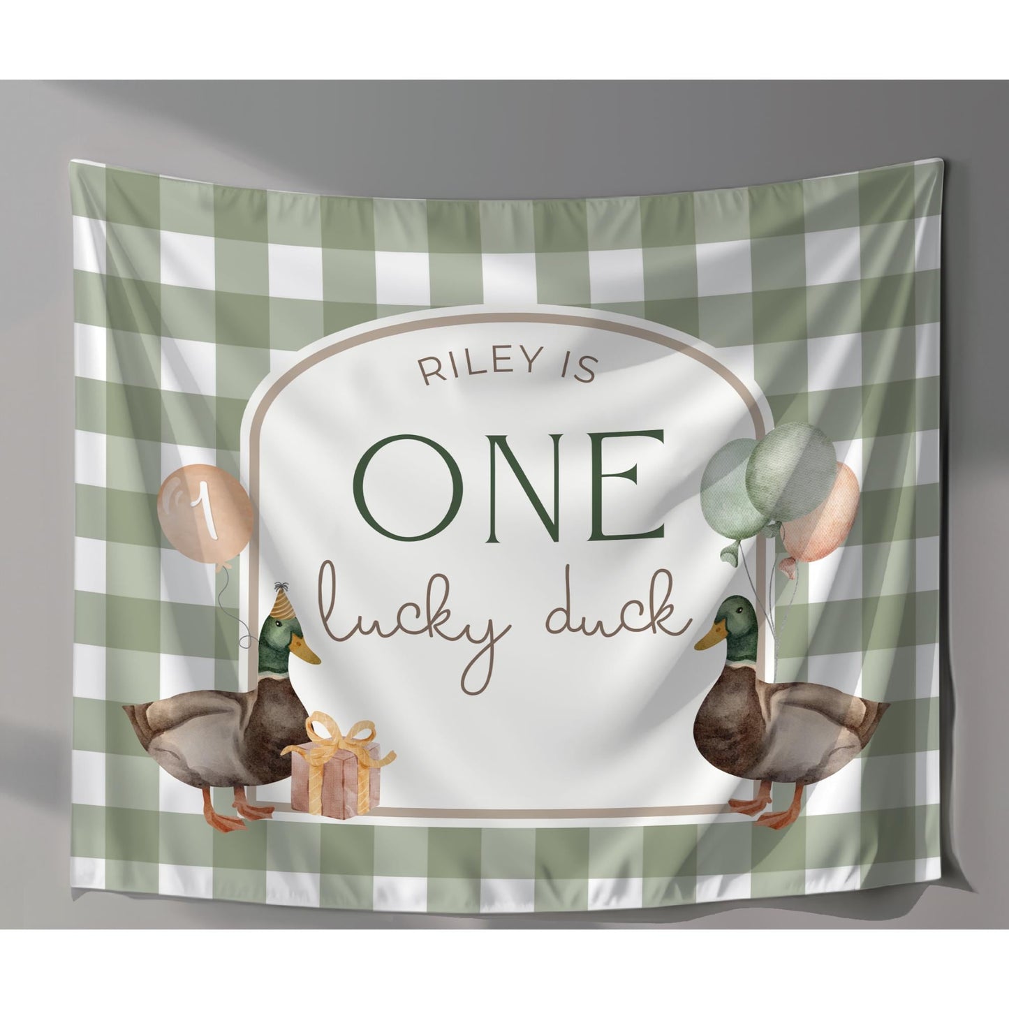 One Lucky Duck Birthday Personalized Banner 1st Birthday Lucky Duck Party Decor Photo Backdrop Duck Custom Banner First Birthday Ideas