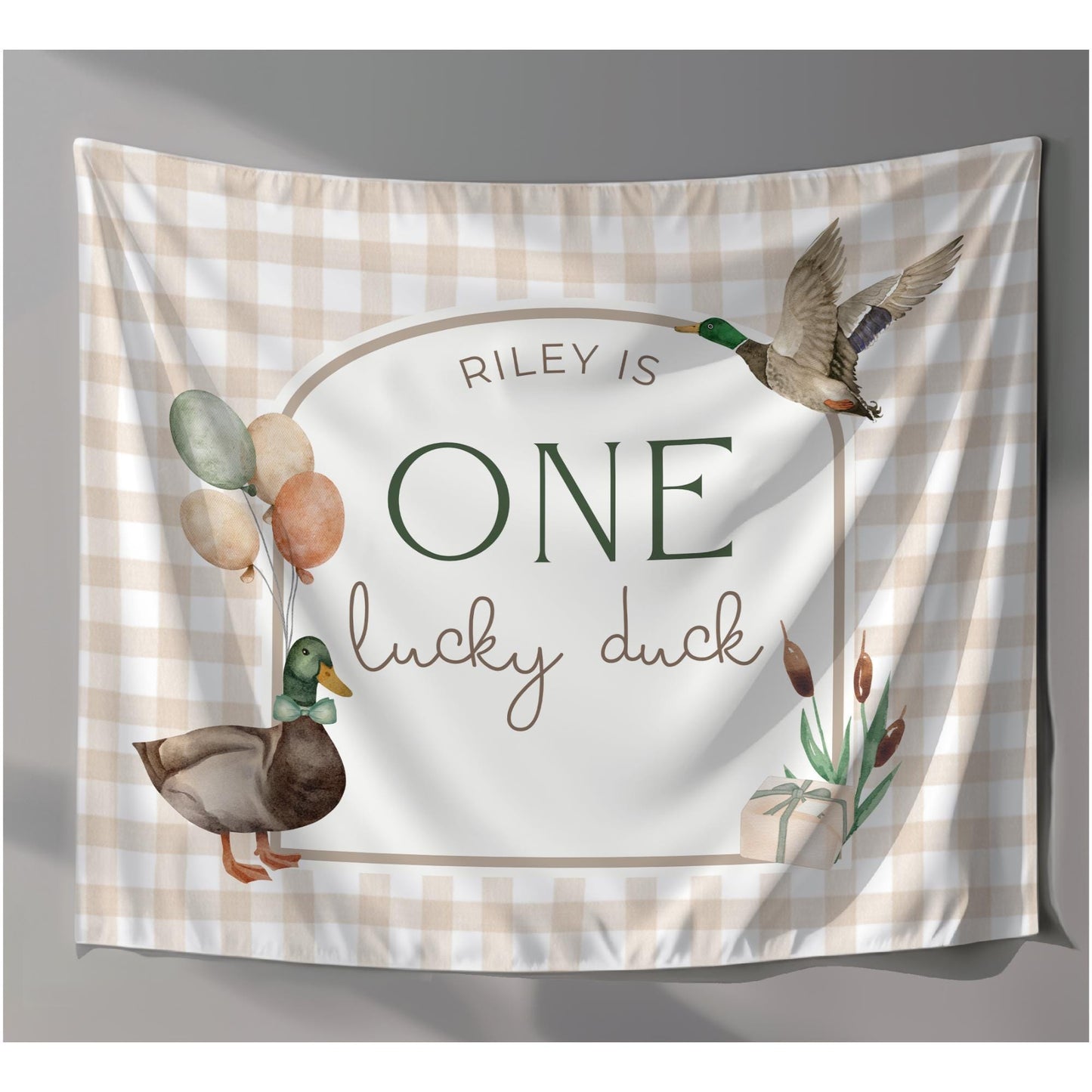 One Lucky Duck Birthday Personalized Banner 1st Birthday Lucky Duck Party Decor Photo Backdrop Duck Custom Banner First Birthday Ideas