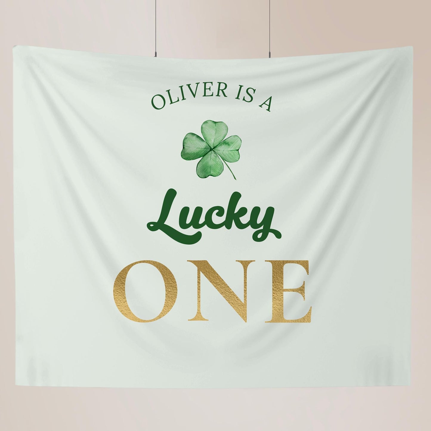 Lucky One Birthday Personalized Banner 1st Birthday St. Patricks Birthday Party Decor Photo Backdrop Shamrock Custom Banner First Birthday