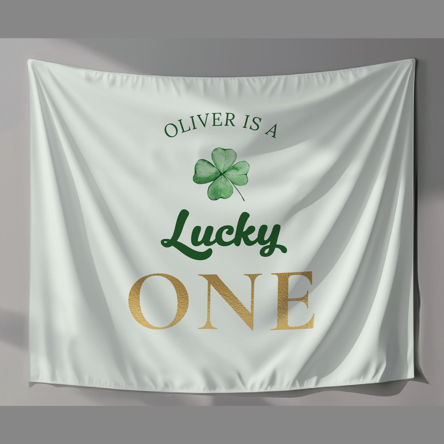 Lucky One Birthday Personalized Banner 1st Birthday St. Patricks Birthday Party Decor Photo Backdrop Shamrock Custom Banner First Birthday