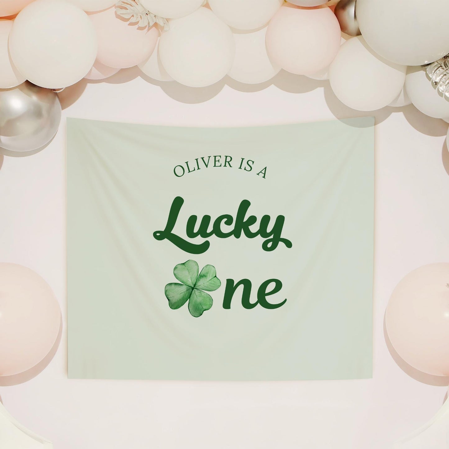 Lucky One Birthday Personalized Banner 1st Birthday St. Patricks Birthday Party Decor Photo Backdrop Shamrock Custom Banner First Birthday