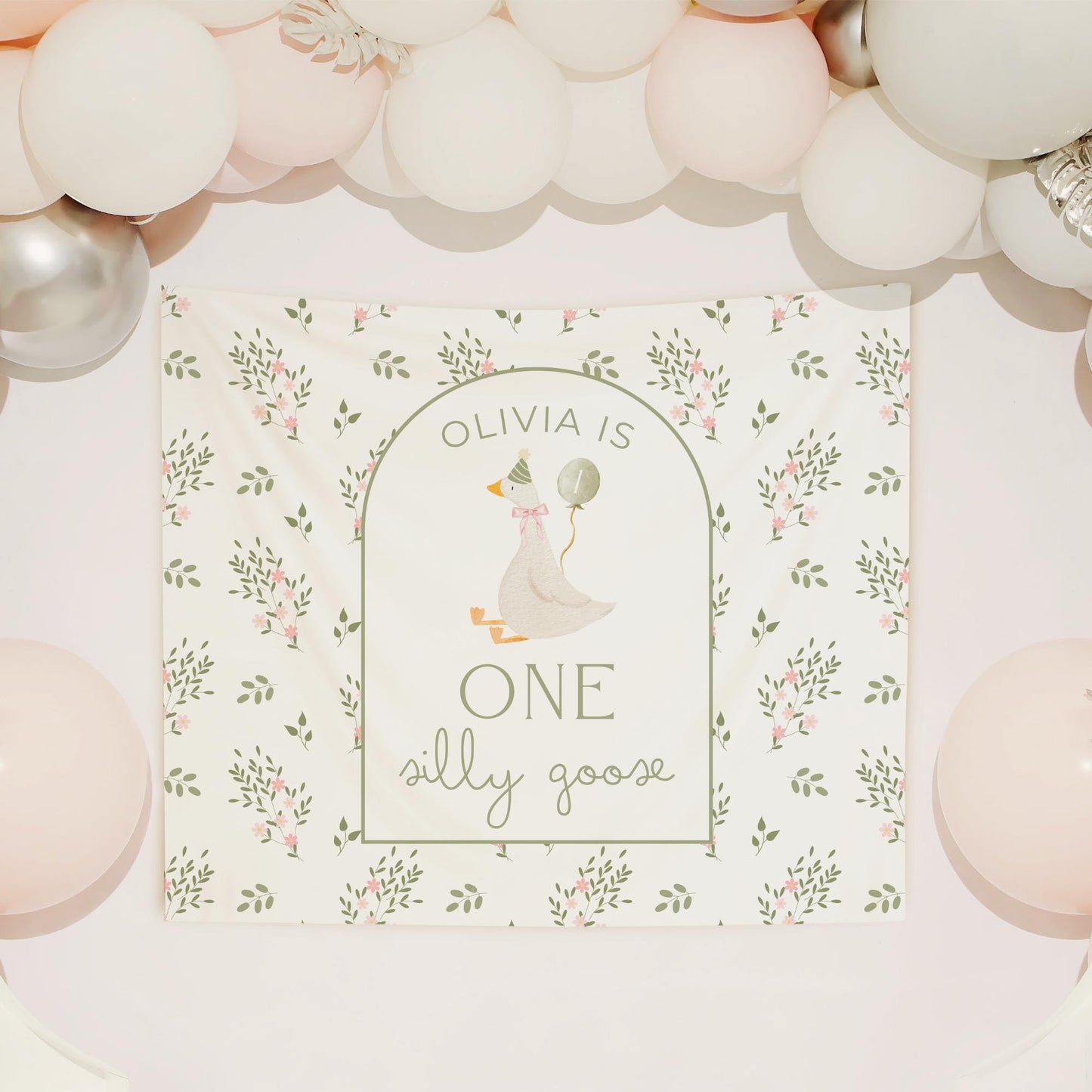 One Silly Goose Birthday Personalized Banner 1st Birthday Silly Goose Party Decor Photo Backdrop Goose Custom Banner First Birthday Ideas