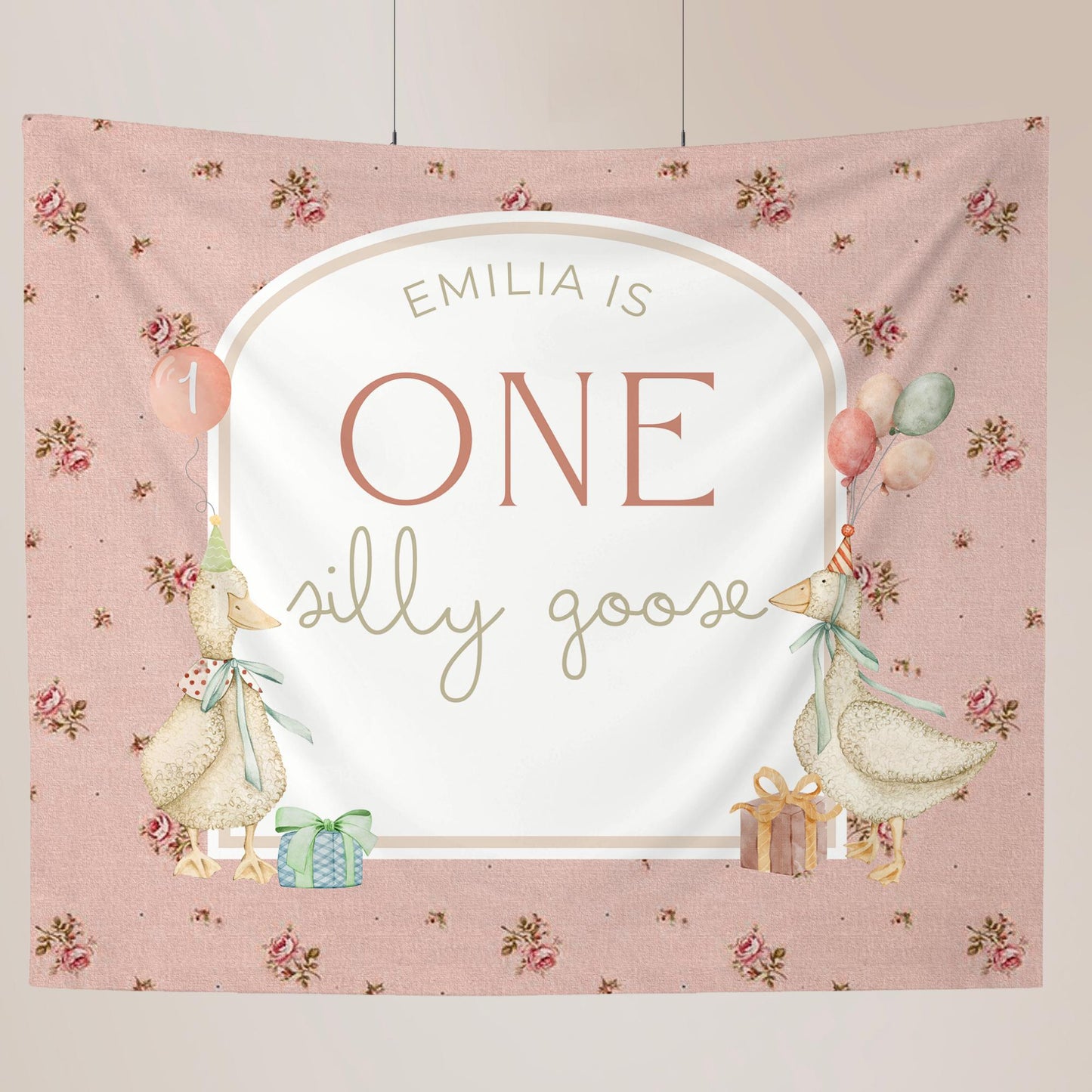 One Silly Goose Birthday Personalized Banner 1st Birthday Silly Goose Party Decor Photo Backdrop Goose Custom Banner First Birthday Ideas