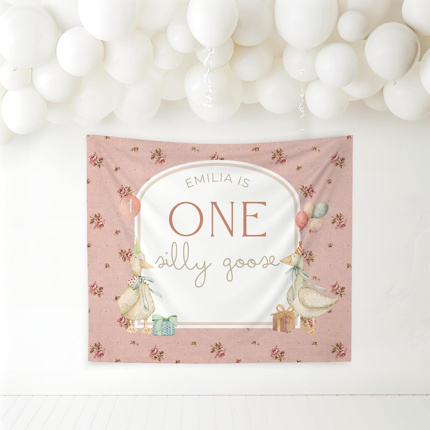 One Silly Goose Birthday Personalized Banner 1st Birthday Silly Goose Party Decor Photo Backdrop Goose Custom Banner First Birthday Ideas