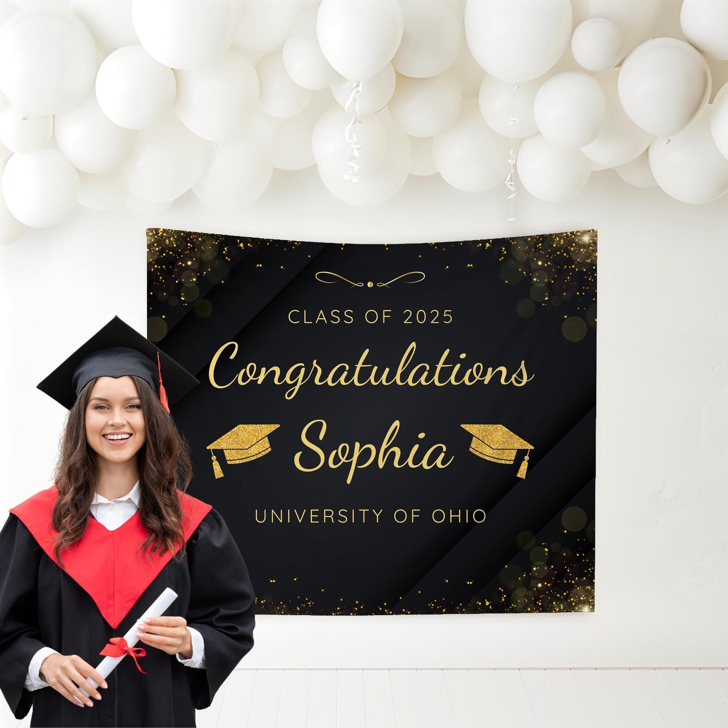 Graduation Banner Class of 2025 Graduation Backdrop Graduation Decorations Name Banner Grad Party Sign Congrats Grad Sign Grad Gift
