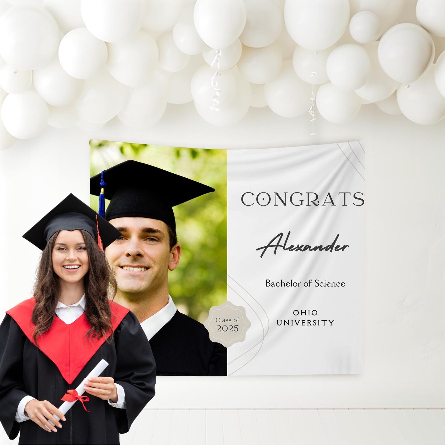 Graduation Banner Class of 2025 Graduation Backdrop Graduation Decorations Name Banner Grad Party Sign Congrats Grad Sign Grad Gift