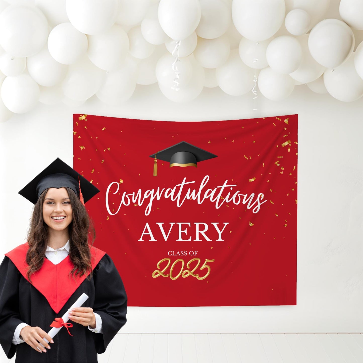 Graduation Banner Class of 2025 Graduation Backdrop Graduation Decorations Name Banner Grad Party Sign Congrats Grad Sign Grad Gift