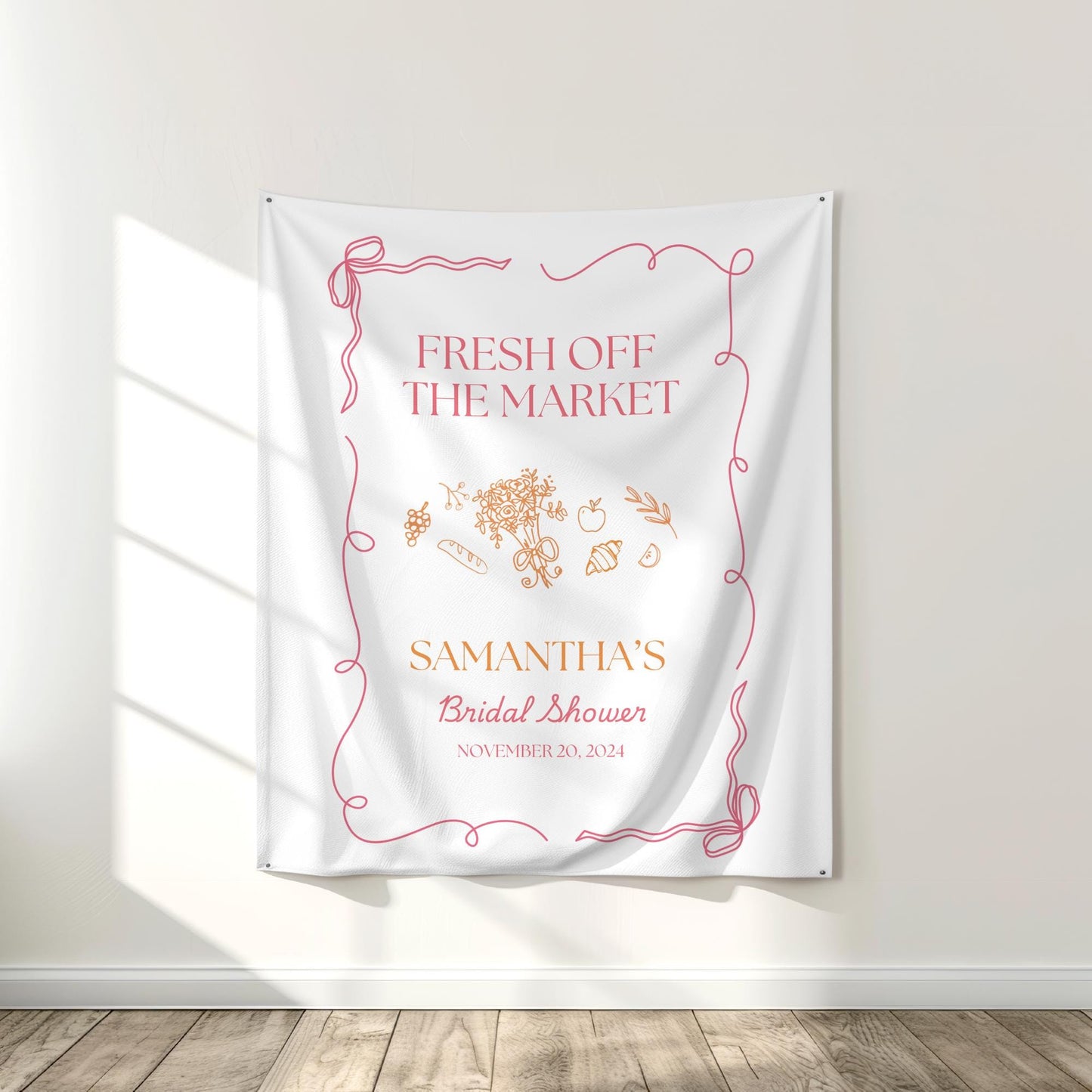 Fresh Off The Market Bridal Shower Personalized Banner Farmer's Market Bridal Shower Backdrop Garden Market Wedding Shower Welcome Sign
