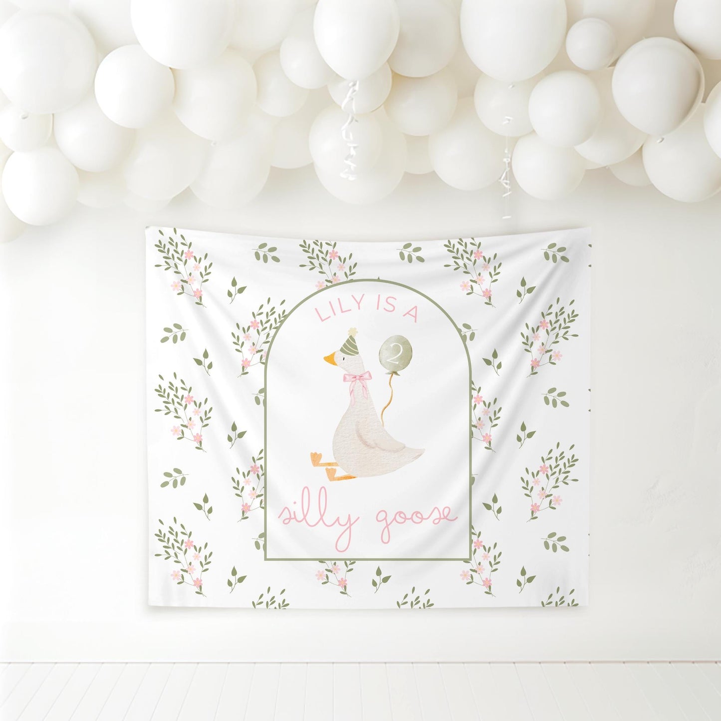 Two Silly Goose Birthday Personalized Banner 2nd Birthday Silly Goose Party Decor Photo Backdrop Goose Custom Banner Second Birthday Ideas