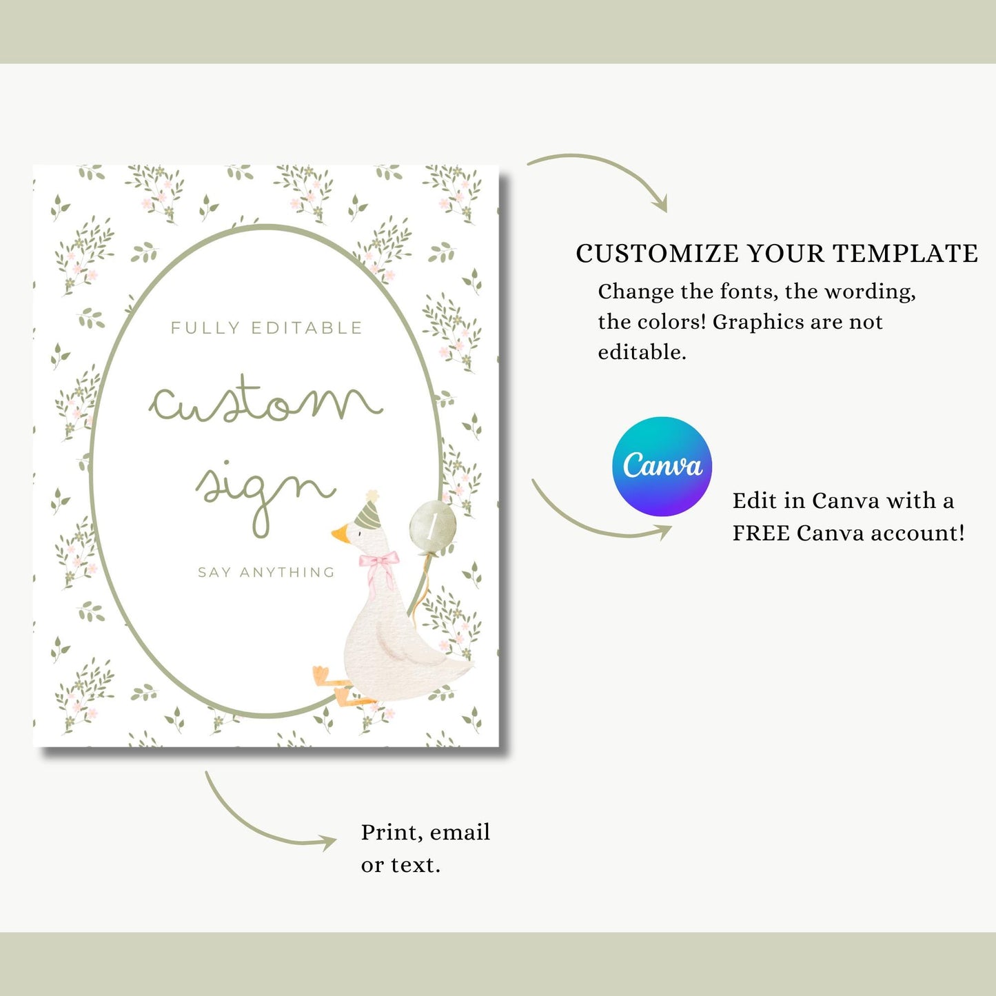 One Silly Goose Birthday Editable Custom Sign Goose Theme 1st Birthday Sign Silly Goose First Birthday Table Sign Nursery Rhyme party decor