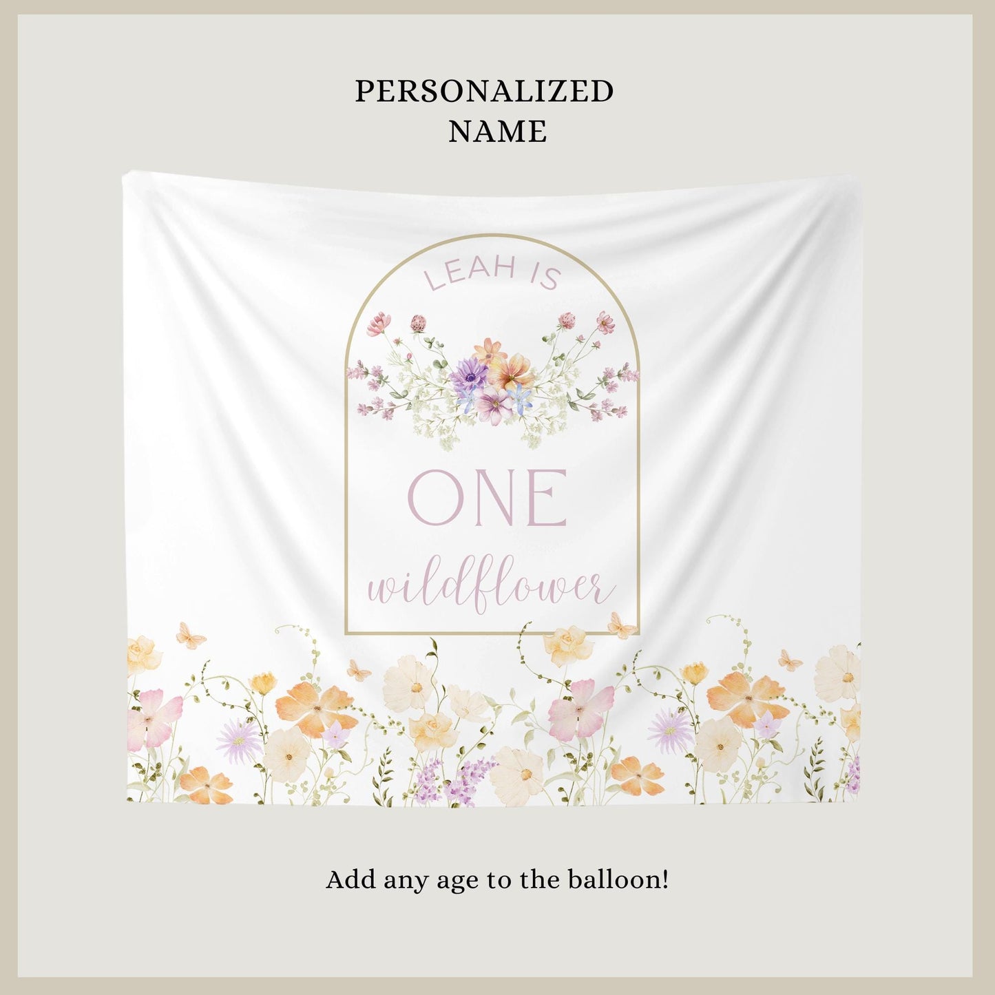 Wildflower First Birthday Banner, One Year High Chair Decor, Floral Party Decorations for Baby Girl