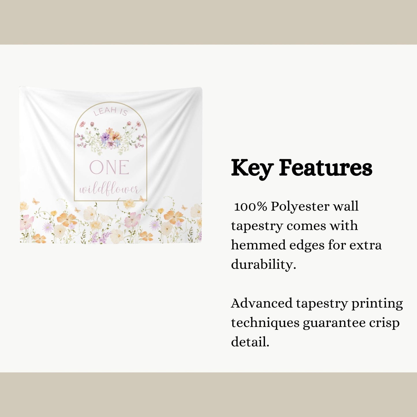 Wildflower One Birthday Banner, Floral High Chair Decor, First Birthday Party Decorations for Girls