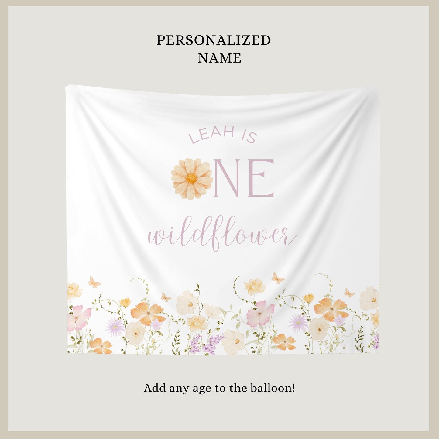 Wildflower First Birthday Personalized Banner 1st Birthday Wildflower Party Decor Photo Backdrop One Wildflower Custom Banner Wild One
