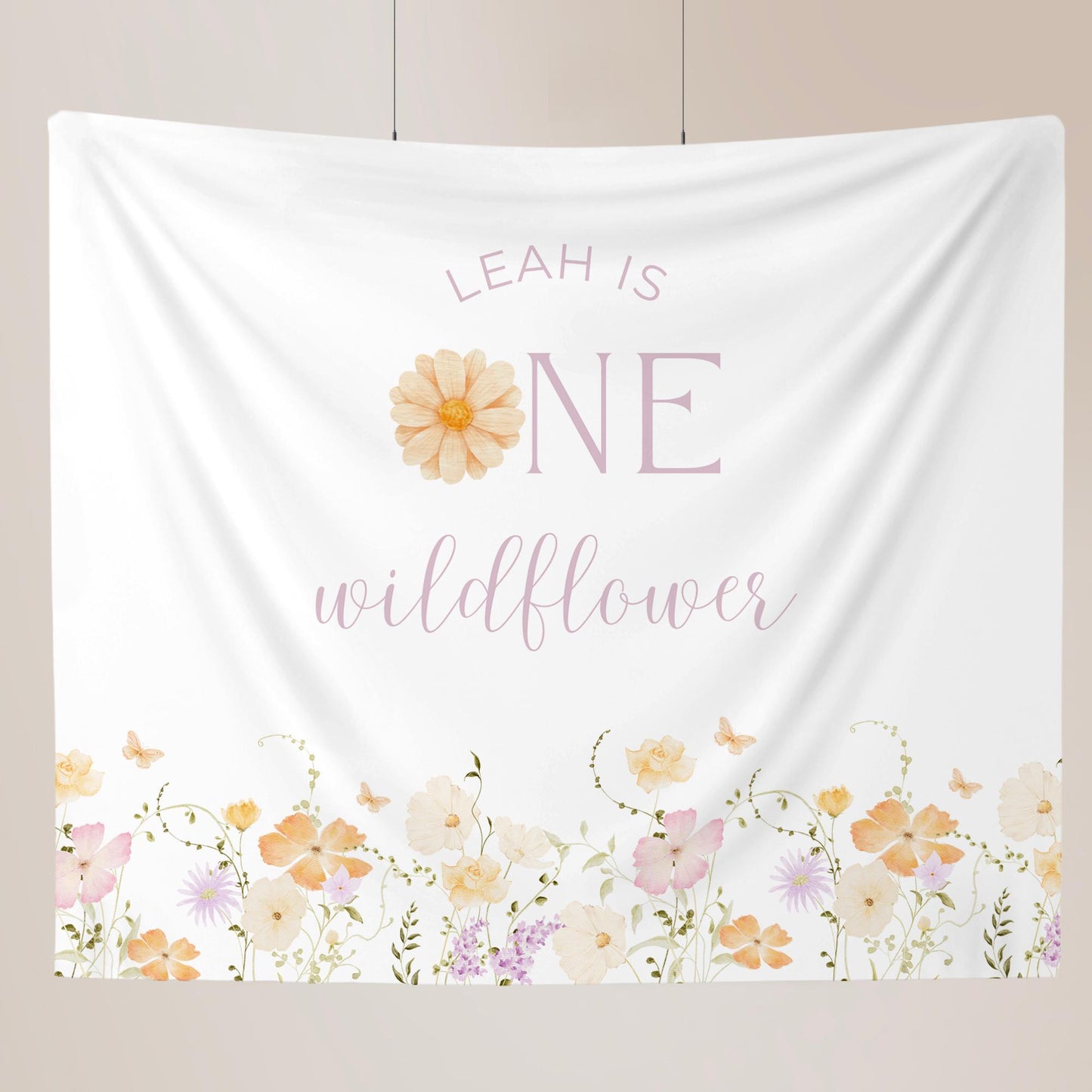 Wildflower First Birthday Personalized Banner 1st Birthday Wildflower Party Decor Photo Backdrop One Wildflower Custom Banner Wild One