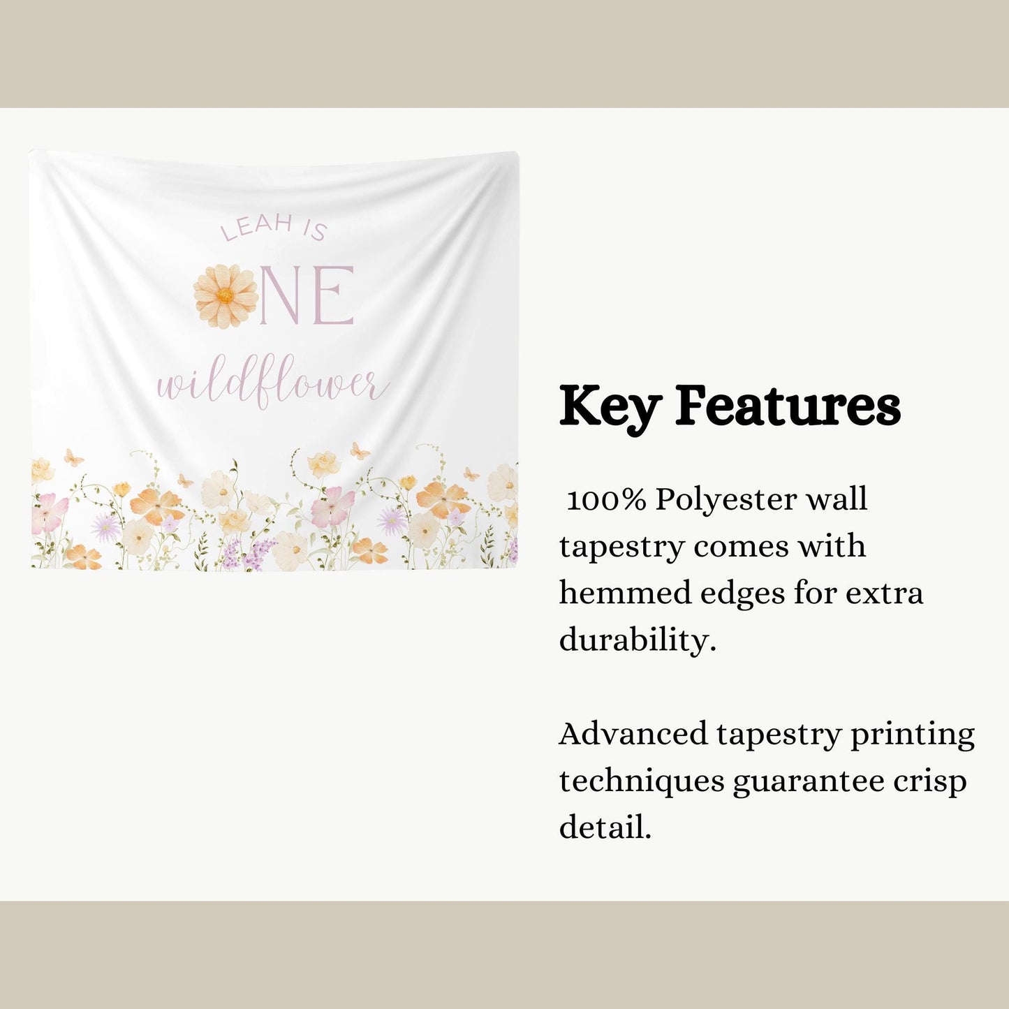 Wildflower First Birthday Personalized Banner 1st Birthday Wildflower Party Decor Photo Backdrop One Wildflower Custom Banner Wild One